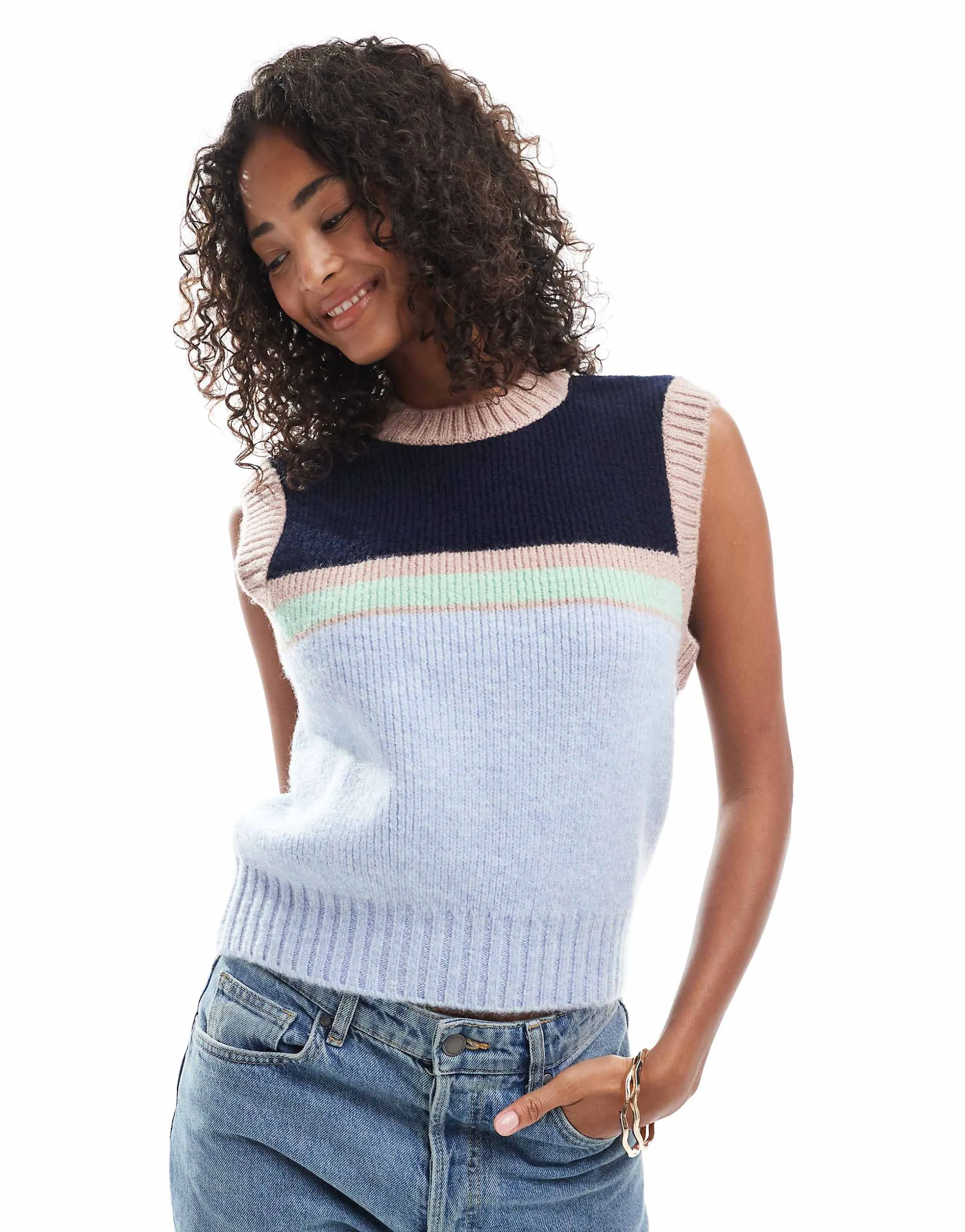 ASOS DESIGN knit tank in blue stripe