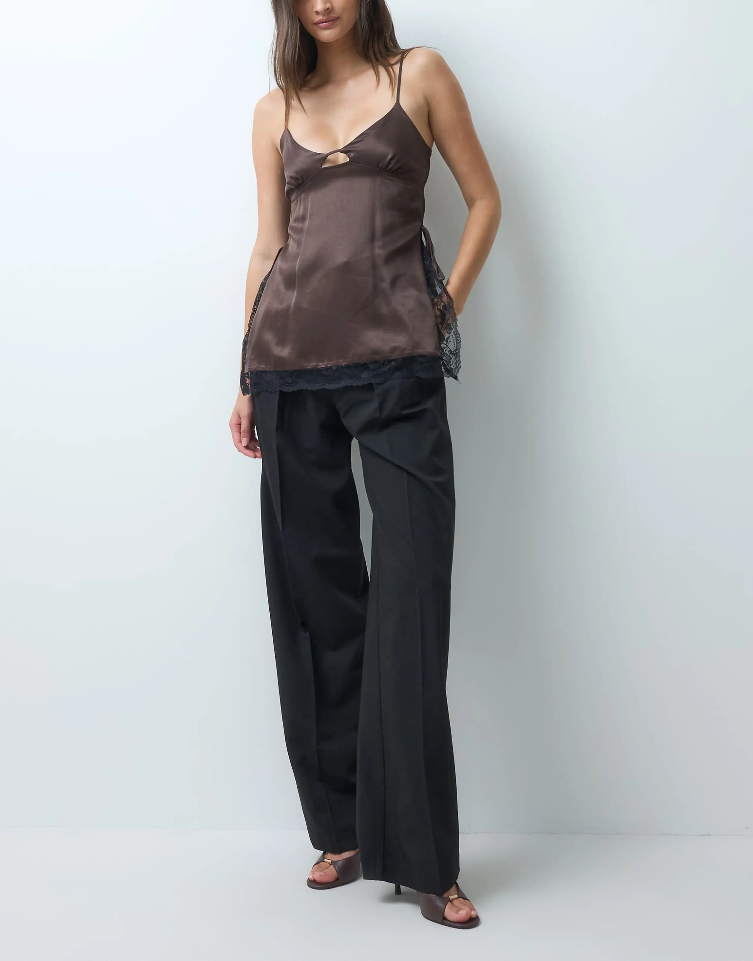 ASOS DESIGN Tall tailored wide leg pants with pleat detail in black