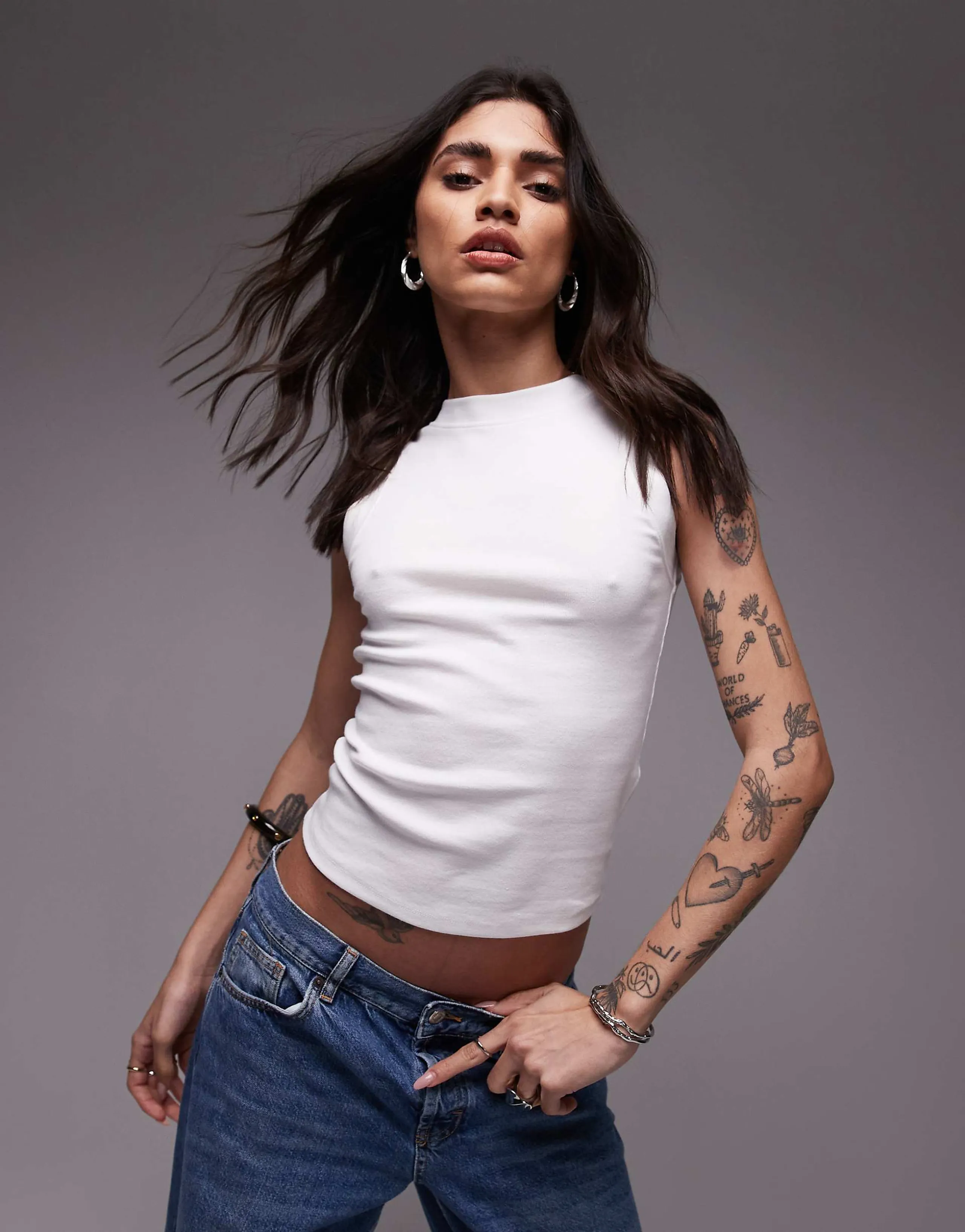 Topshop slim tank top in white