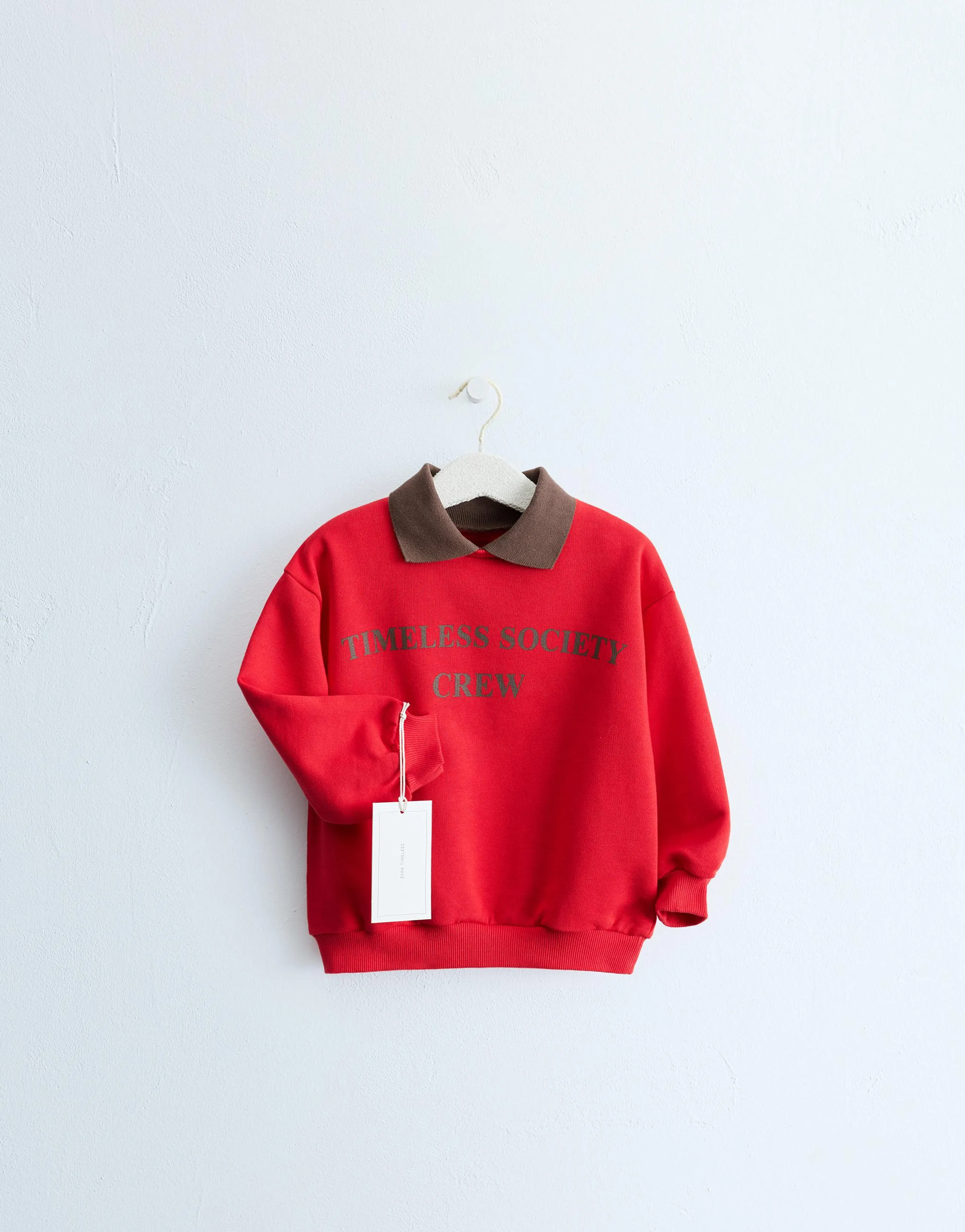 ZARA TIMELESS - POLO COLLAR SWEATSHIRT WITH SLOGAN