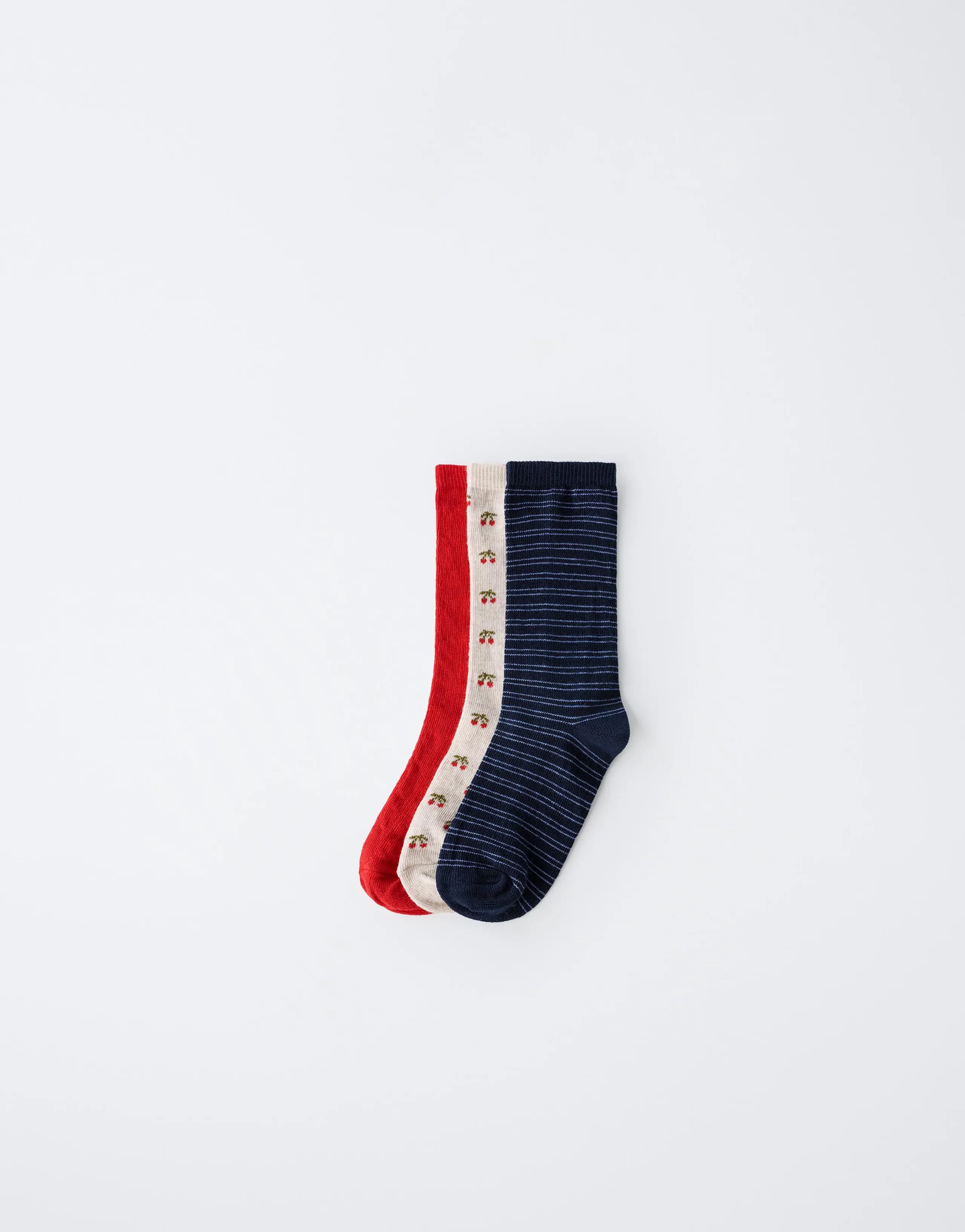 3-PACK OF CHERRY PRINT MID-CALF SOCKS