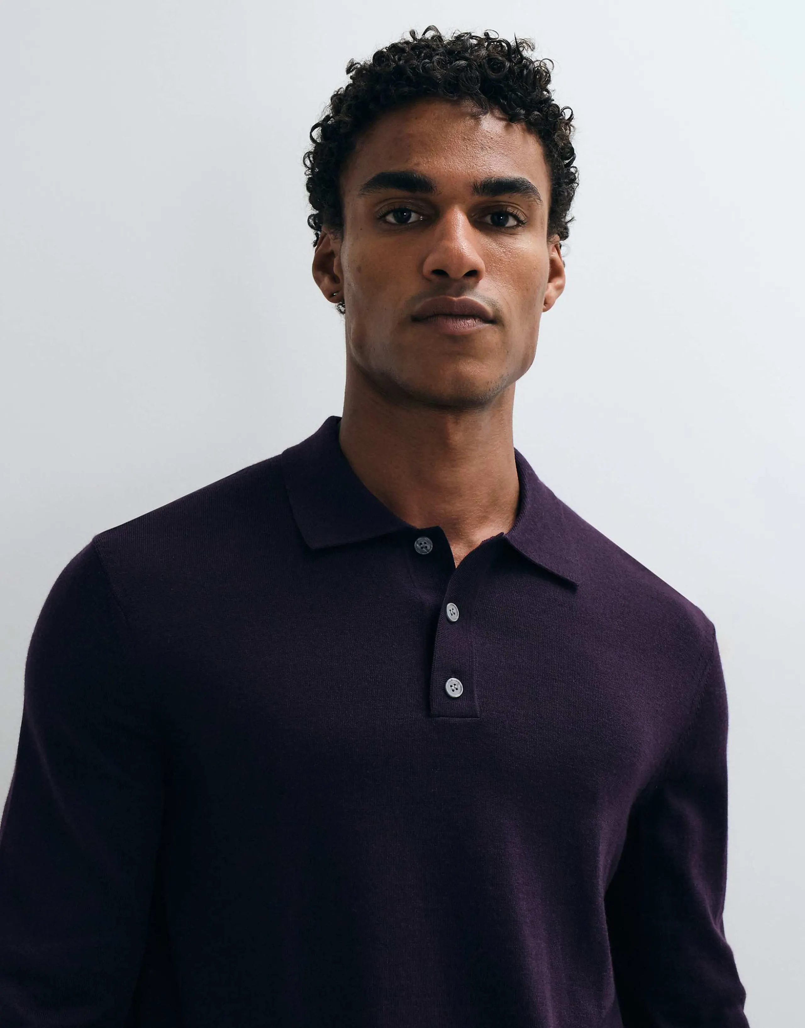 ARKET merino wool knit polo in dark purple