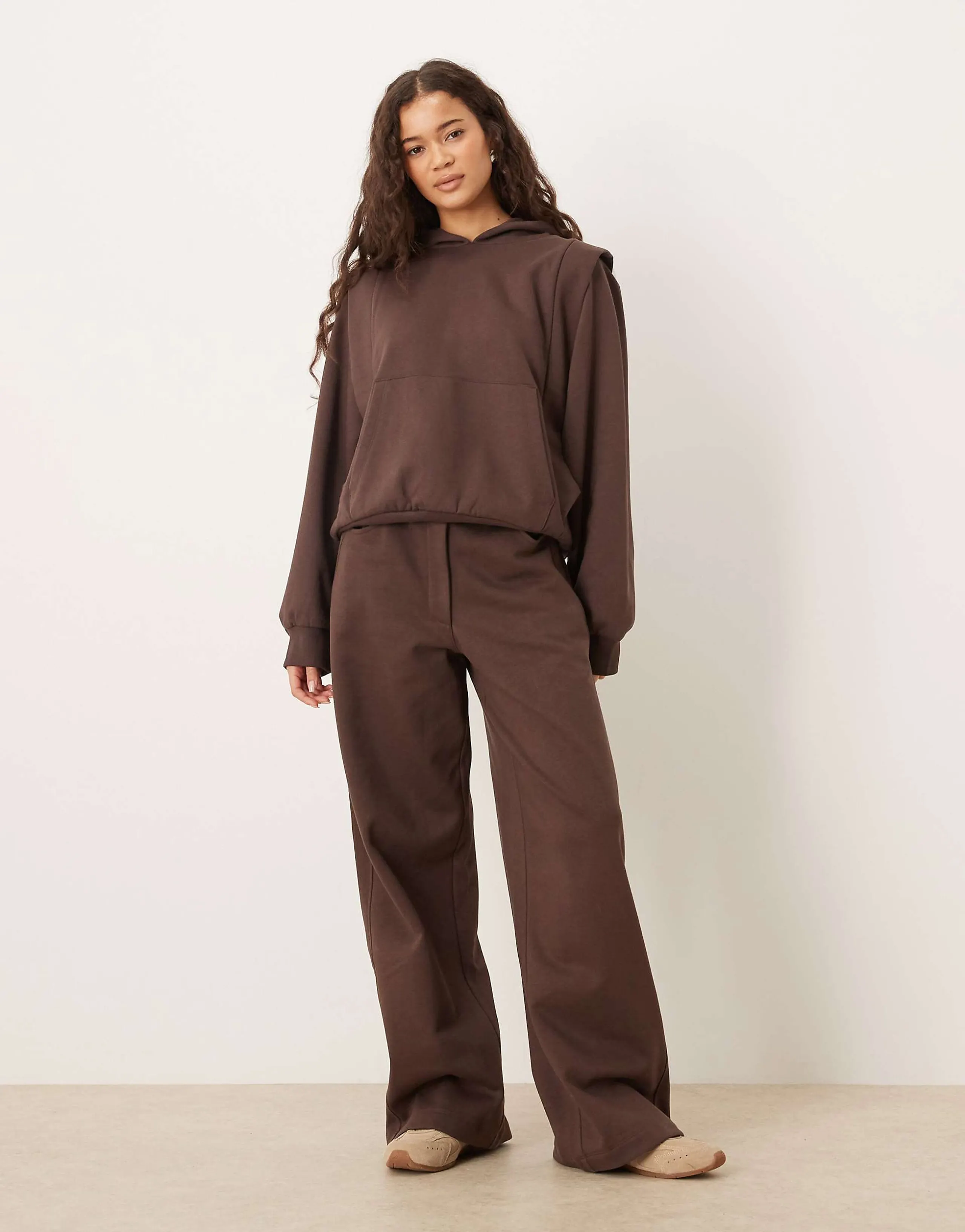 ASOS DESIGN Circular Design Collection wide leg sweatpants with seam details in brown