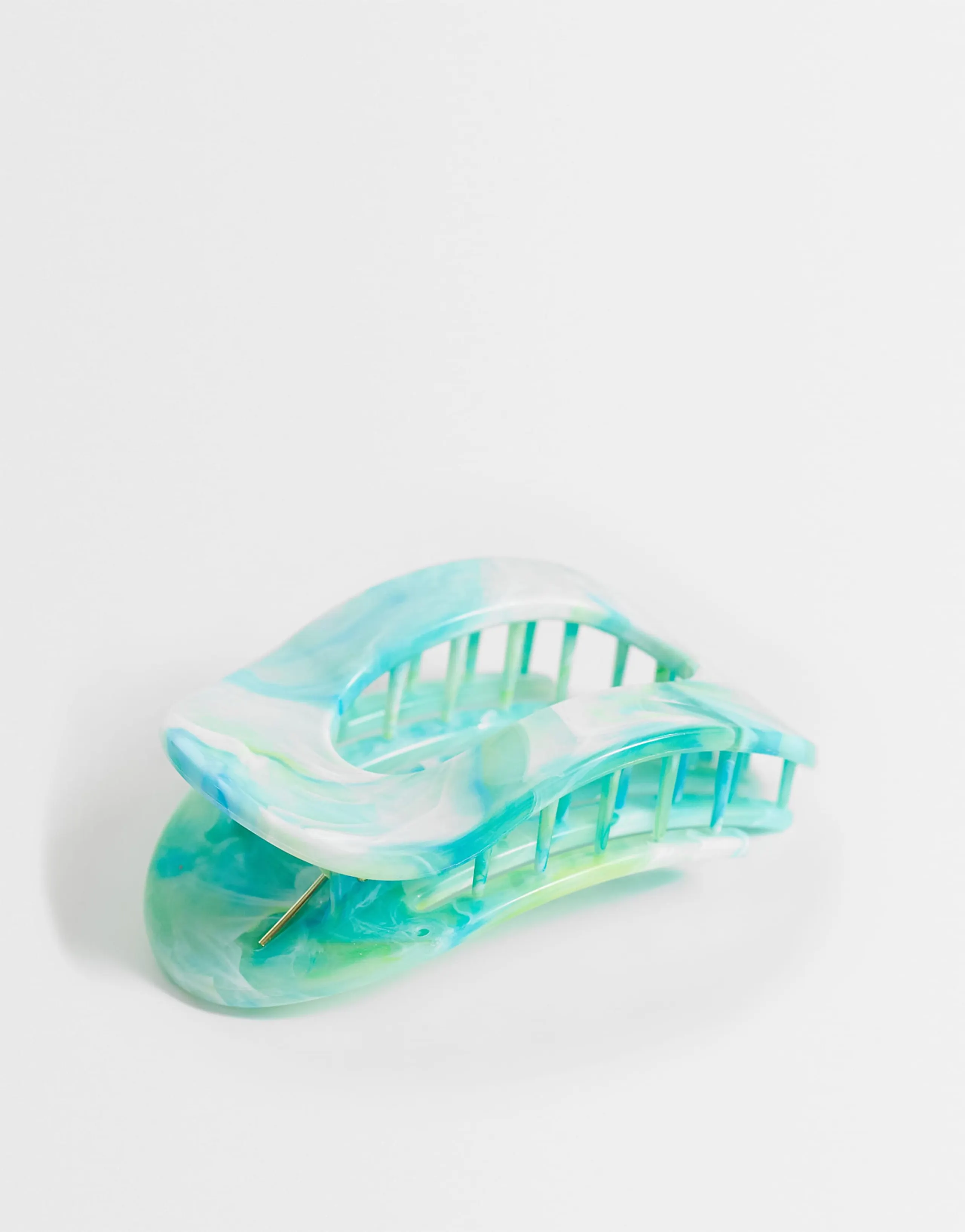 DesignB London marbled barette clip in turqoise green