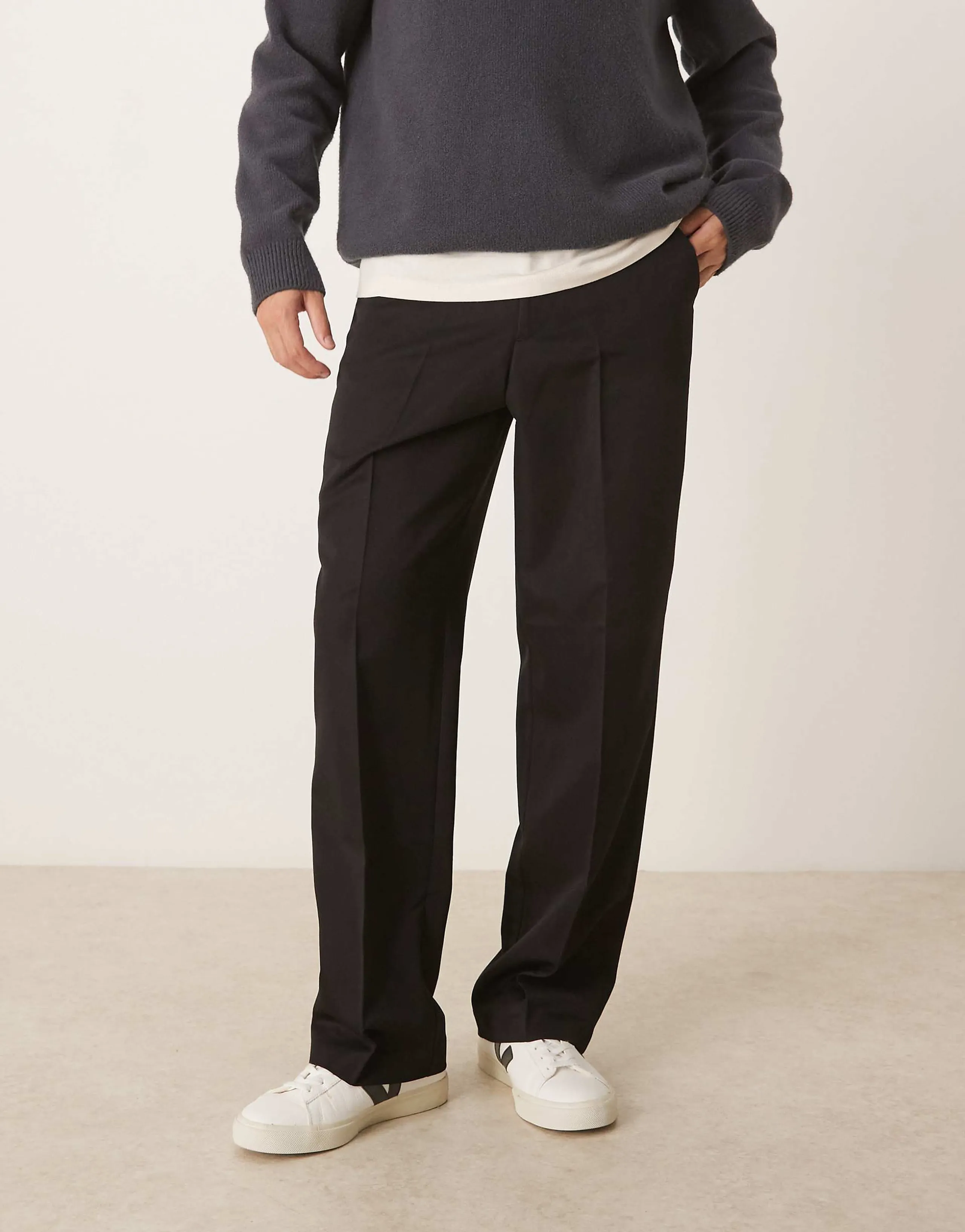 ASOS DESIGN smart wide leg pants in black