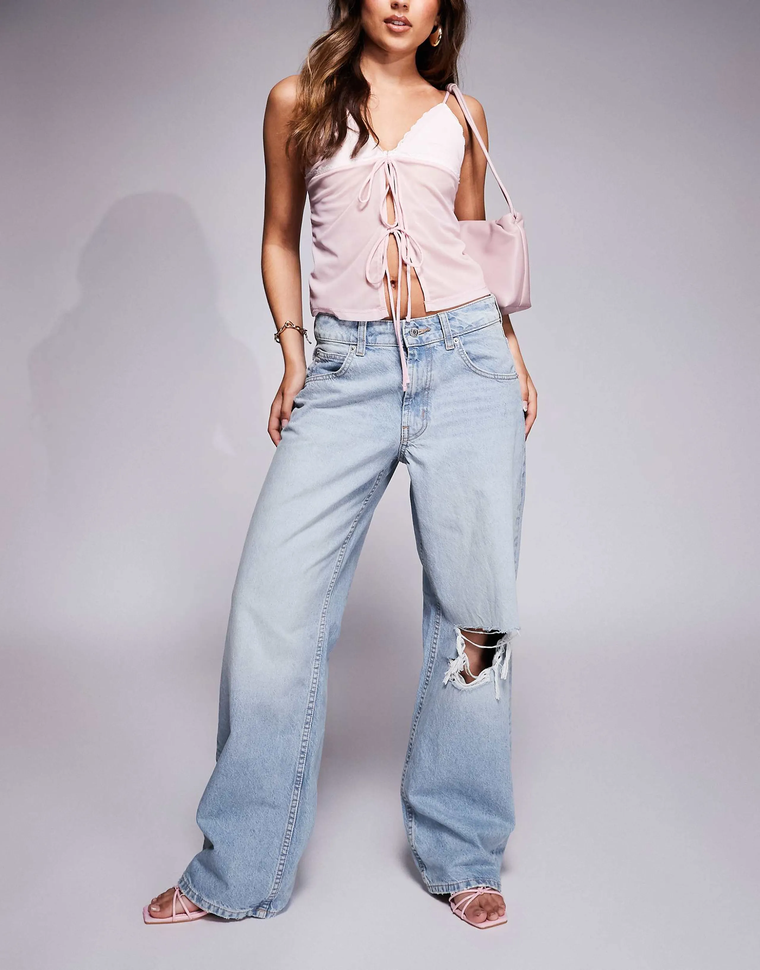 ASOS DESIGN low rise baggy jeans in pale wash 