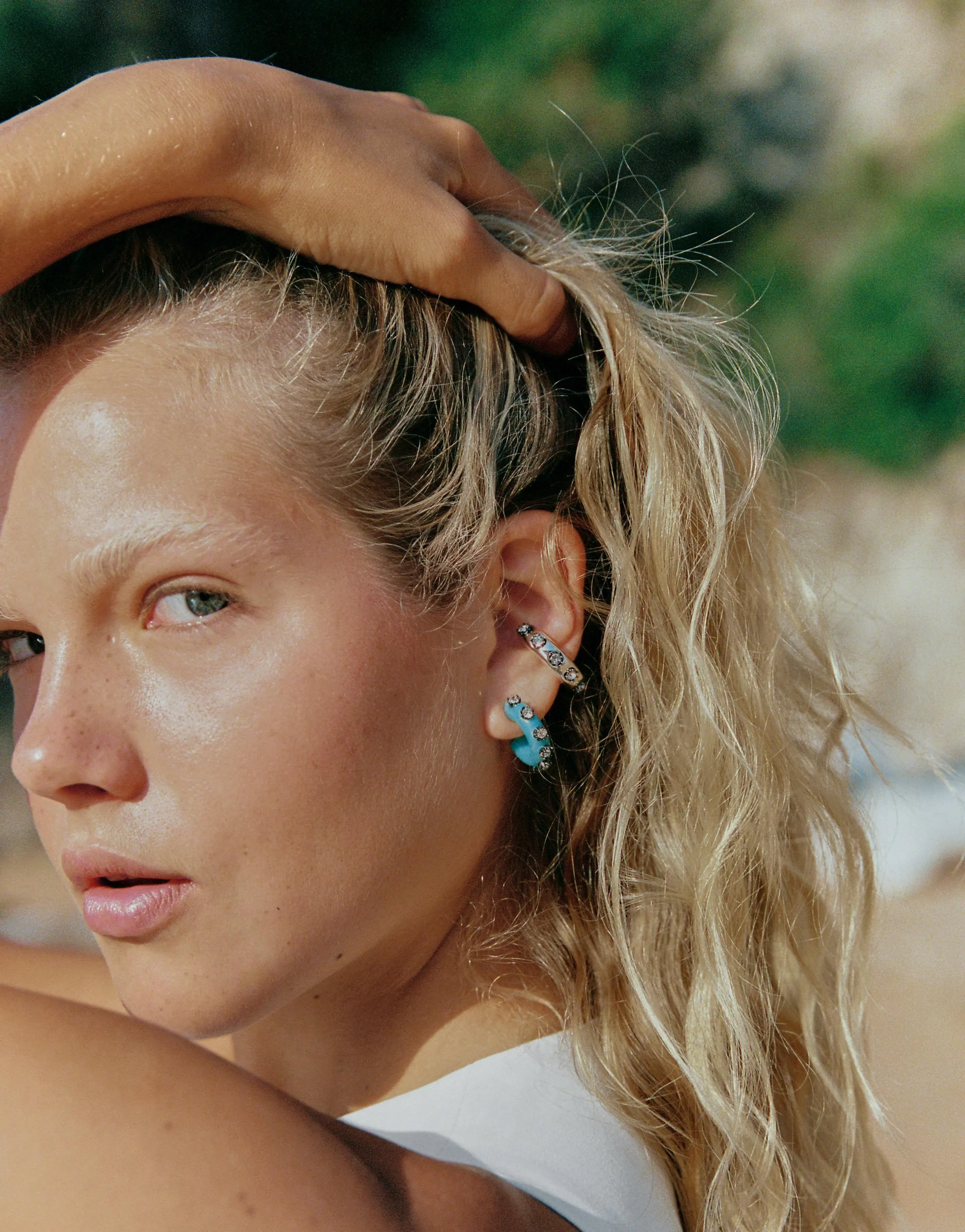 PACK OF RHINESTONE HOOP AND EAR CUFF EARRINGS