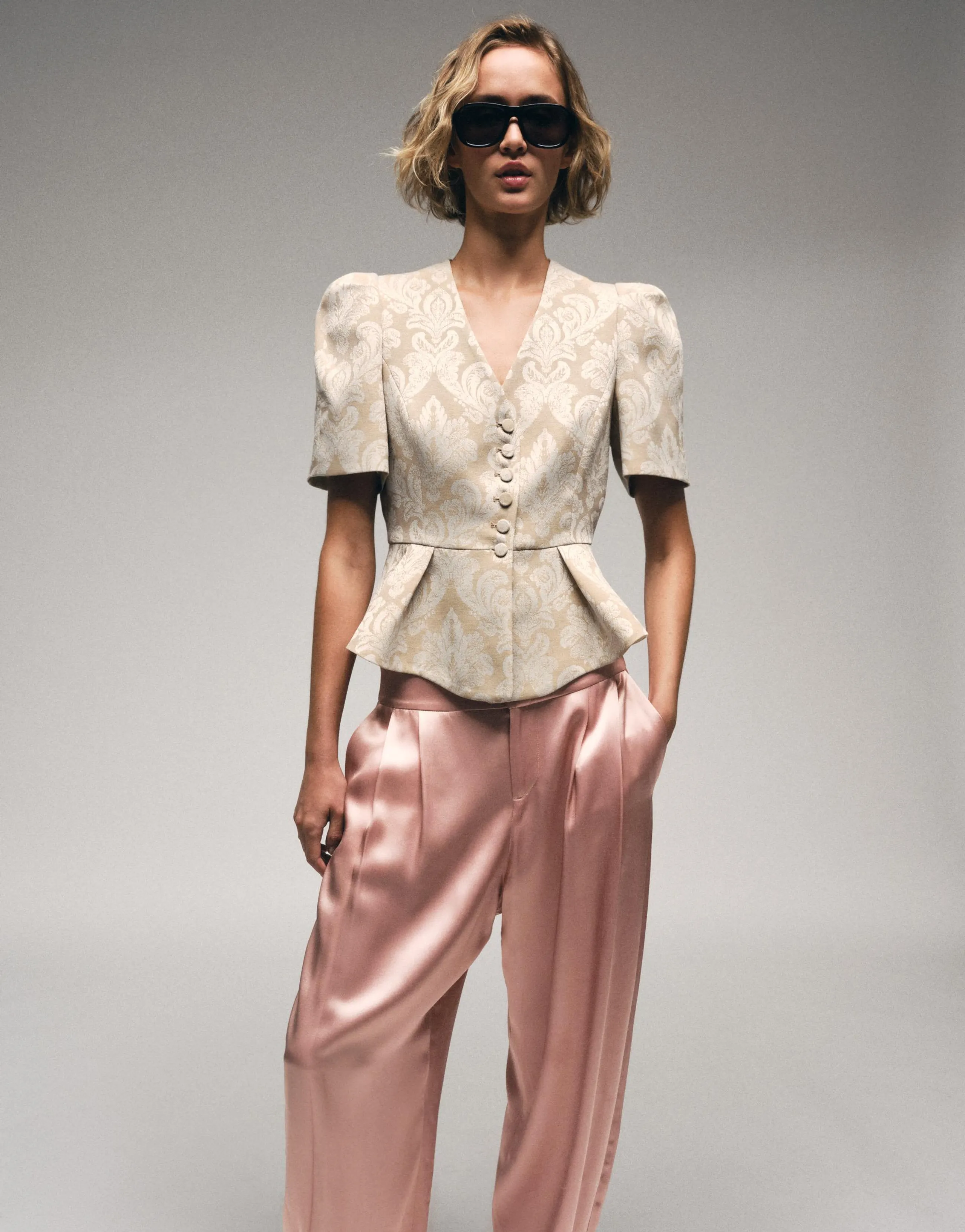 JACQUARD PEPLUM BLAZER