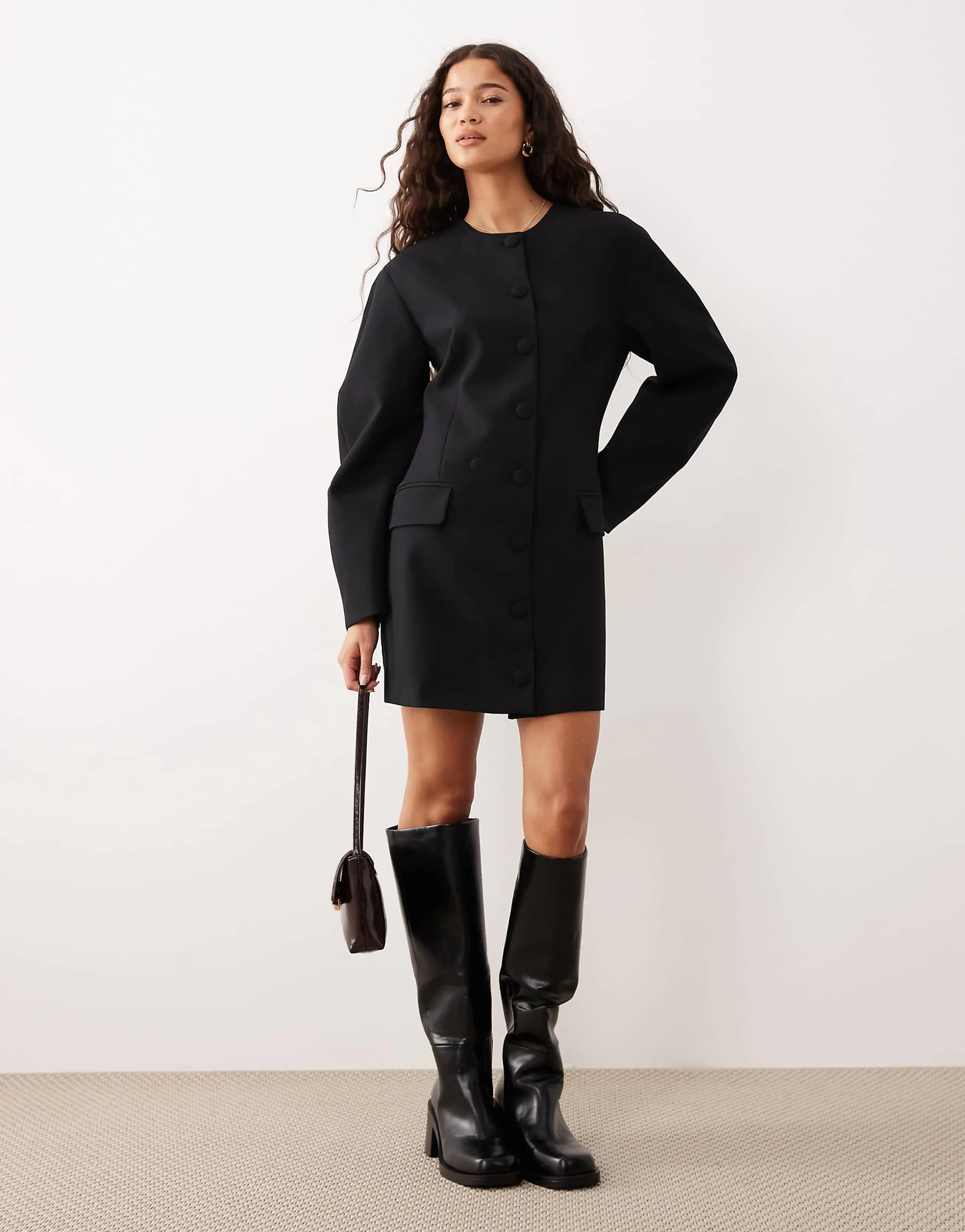 ASOS DESIGN cocoon sleeve blazer dress in black