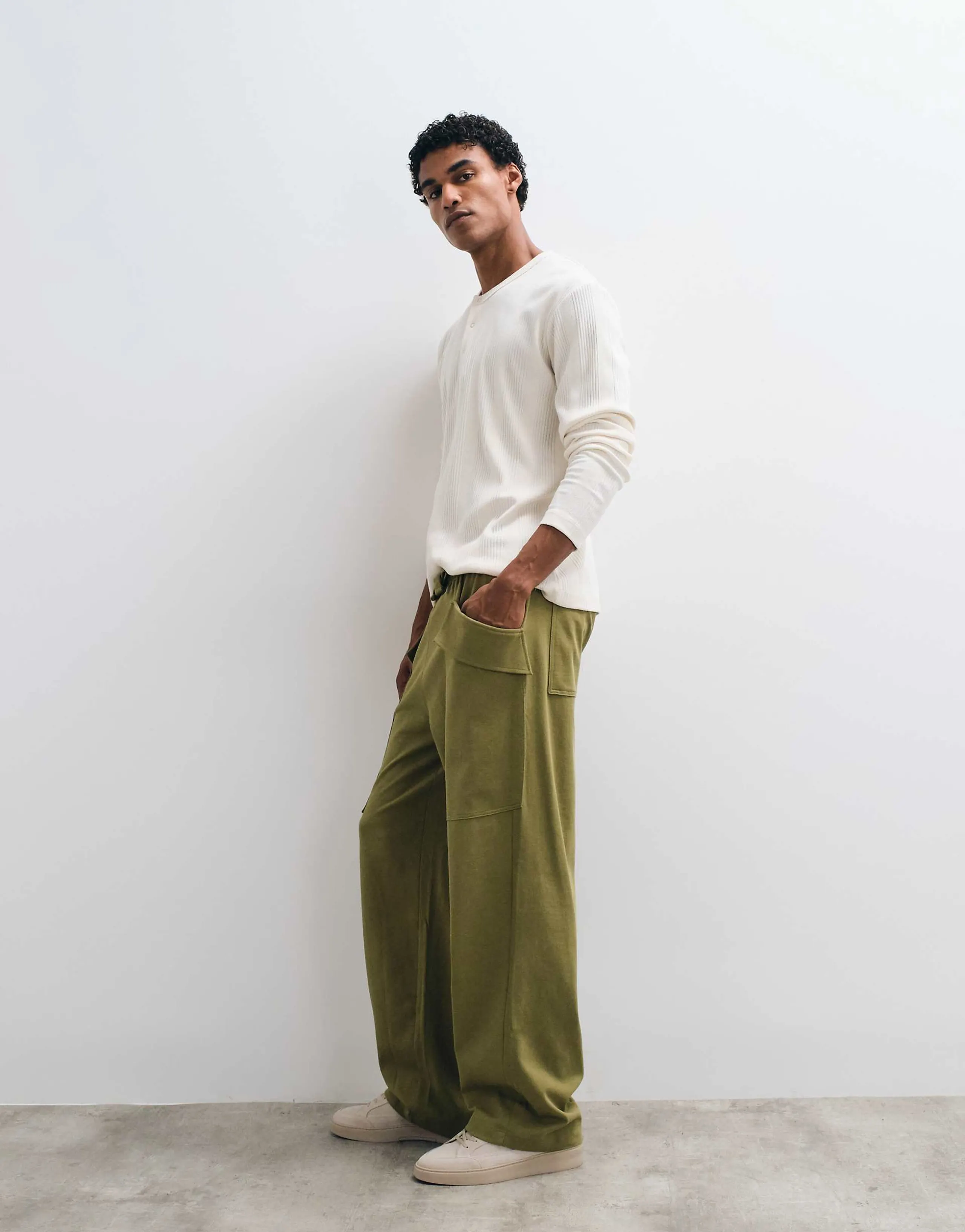 ASOS DESIGN Circular Design Collection wide leg sweatpants with cargo pockets in green