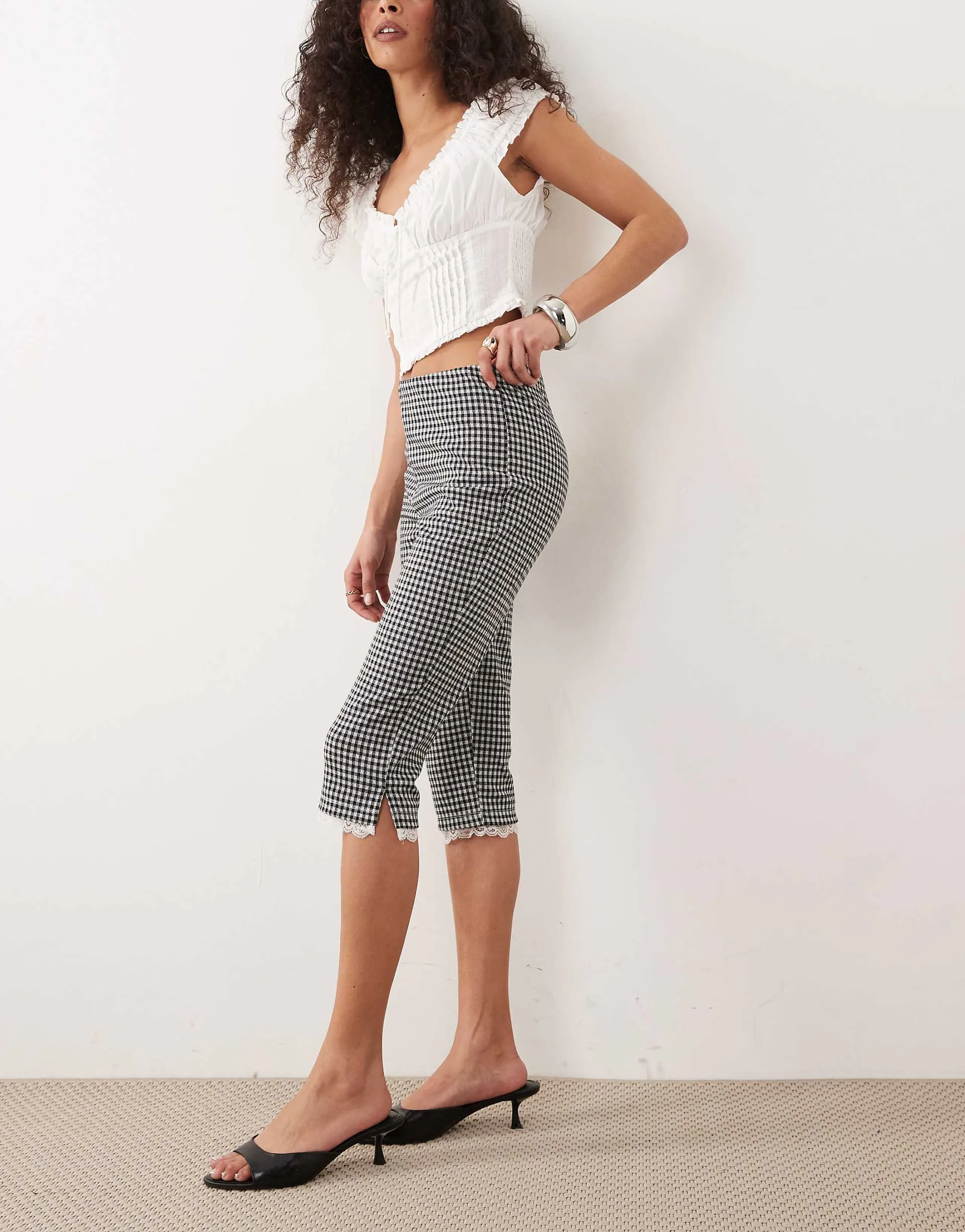 Miss Selfridge gingham capris in black and white - part of a set