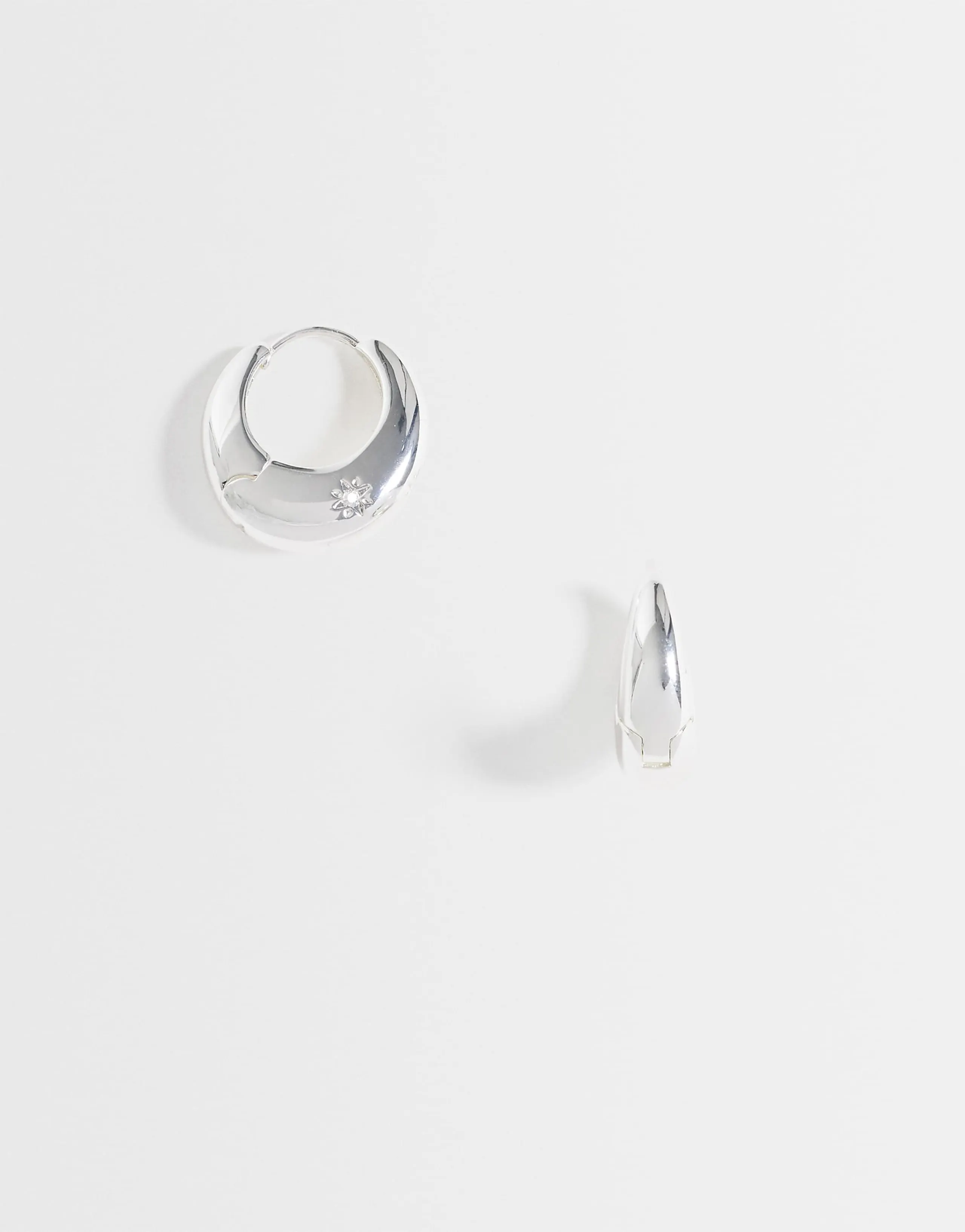 Kingsley Ryan 20mm chunky gem set star hoops in silver plated brass
