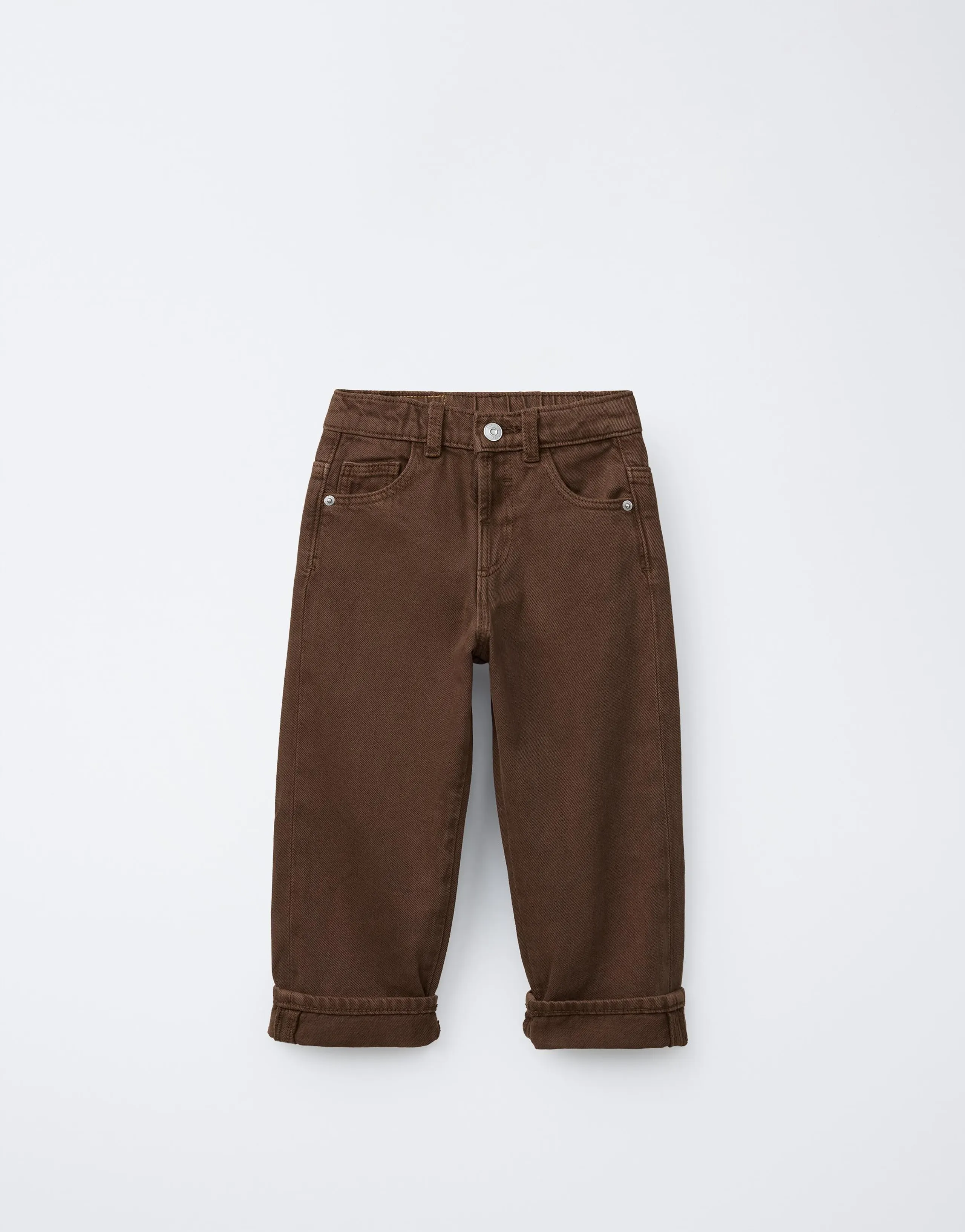 TWILL TROUSERS WITH TURN-UP HEMS