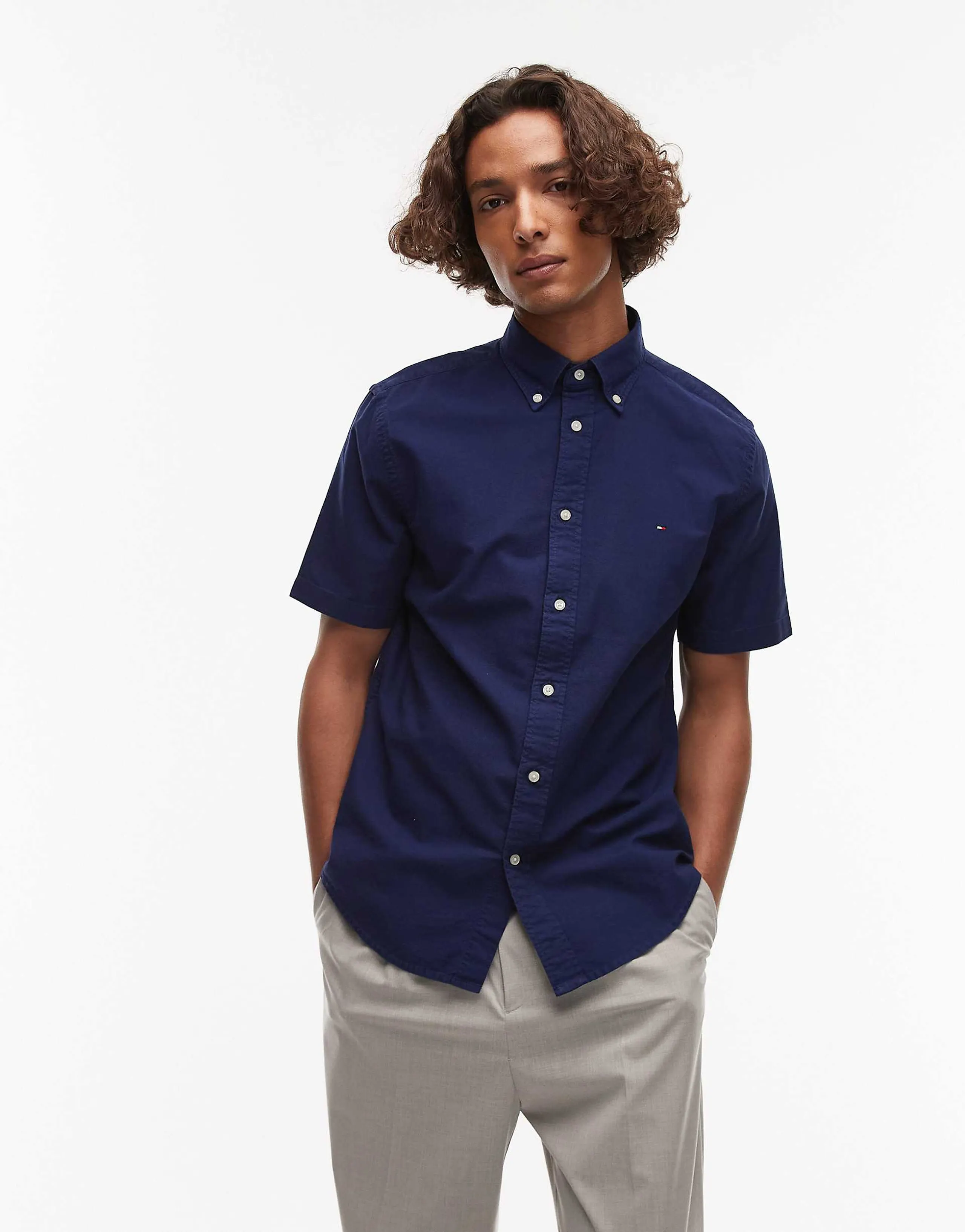 Tommy Hilfiger oxford short sleeve shirt in navy
