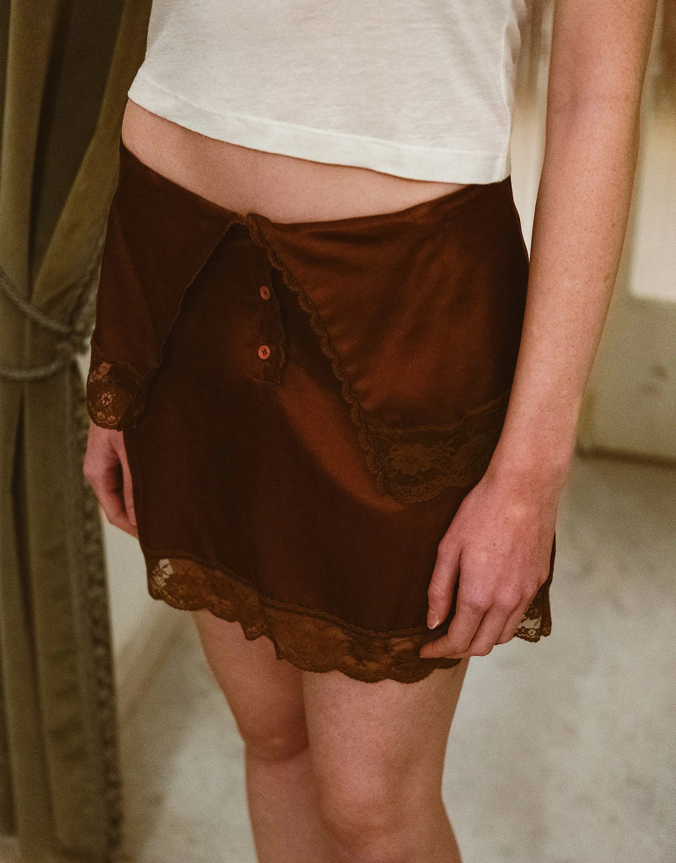 Muse Assembly Pammy lace trim mini skirt
