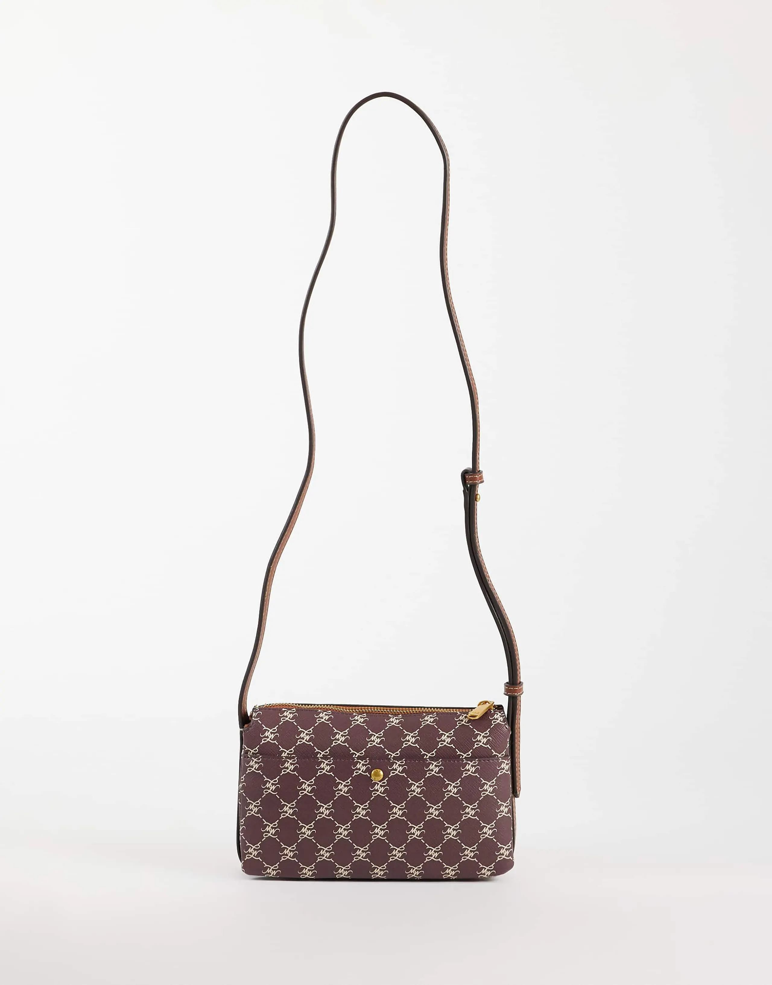 Mango monogram cross body bag in burgundy