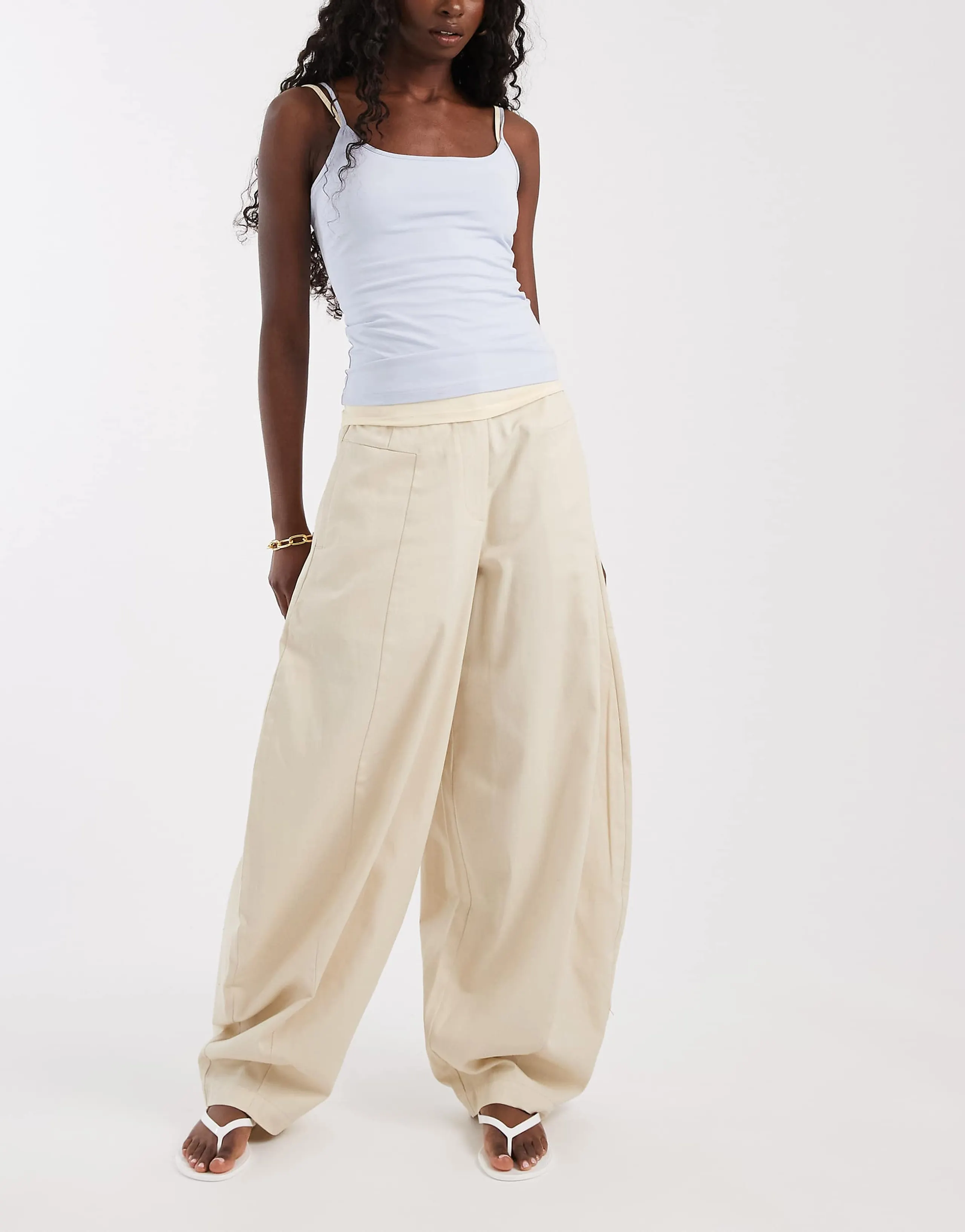 ASOS DESIGN Tailored extreme taper barrel pants in stone