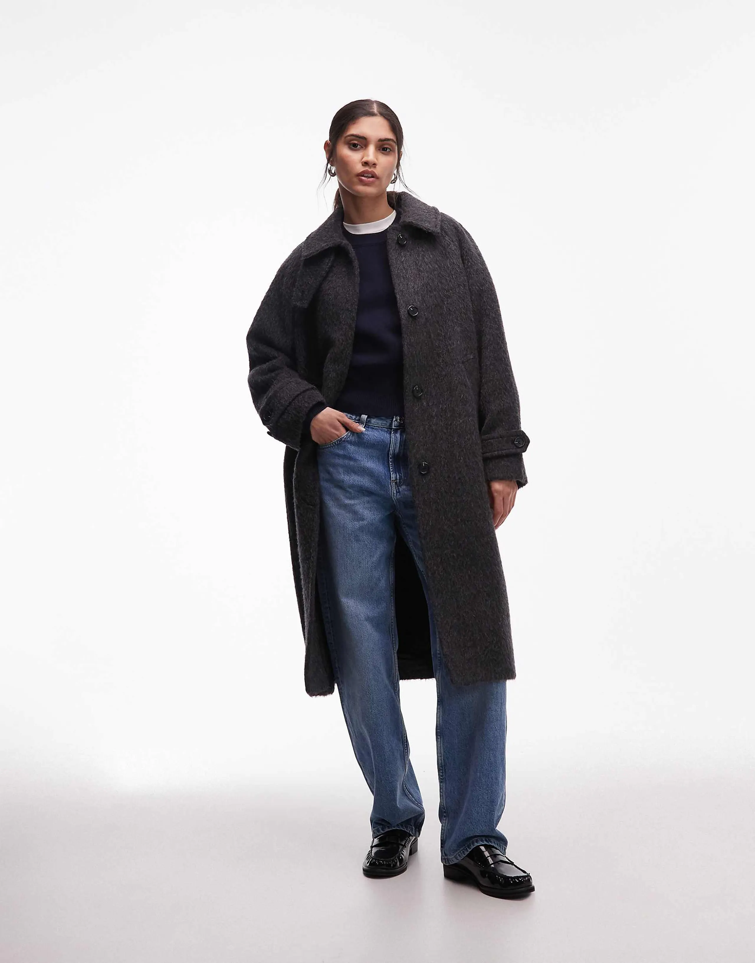 ARKET wool and alpaca blend oversized midi coat in black