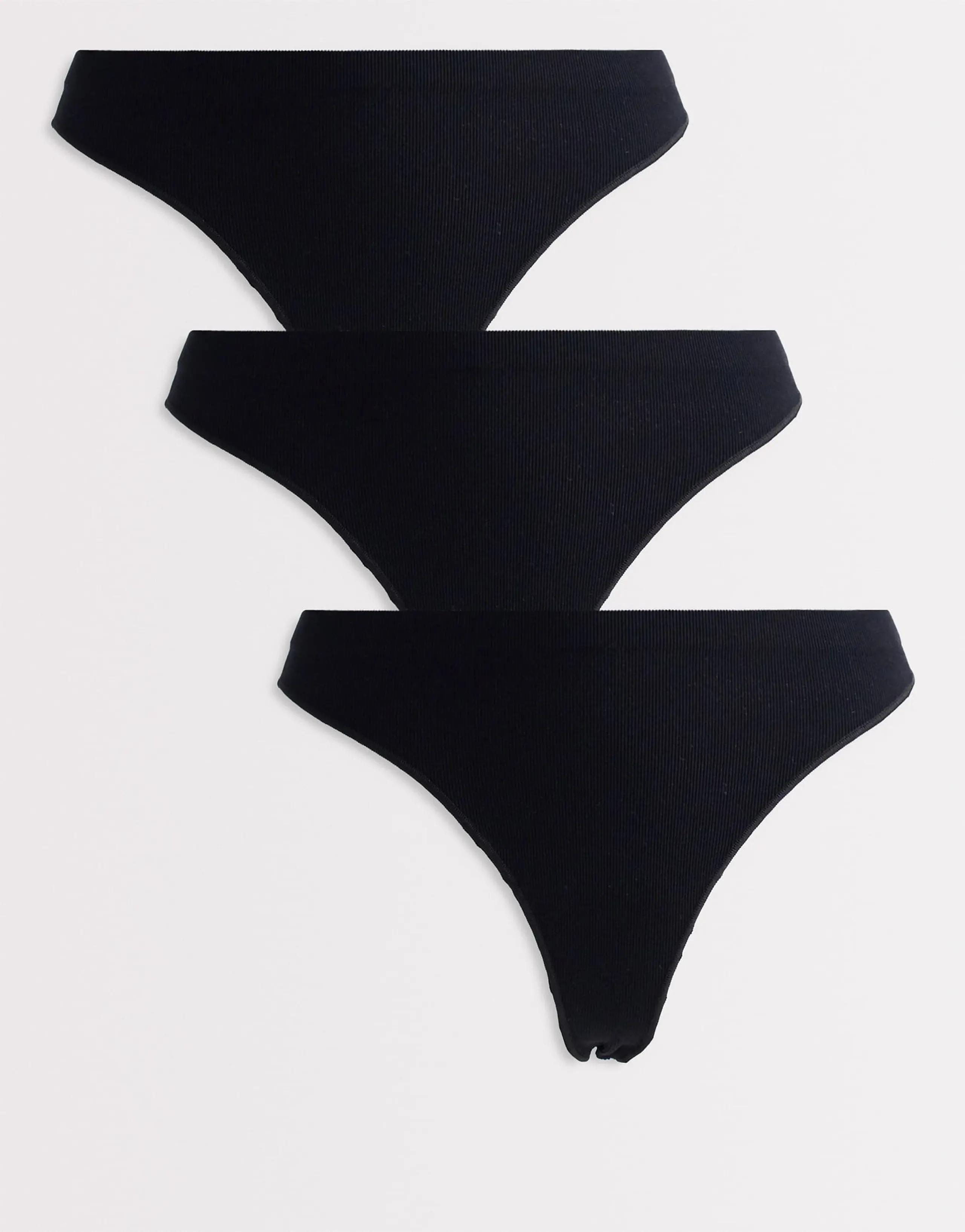 ONLY 3-pack ribbed seamless thongs in black