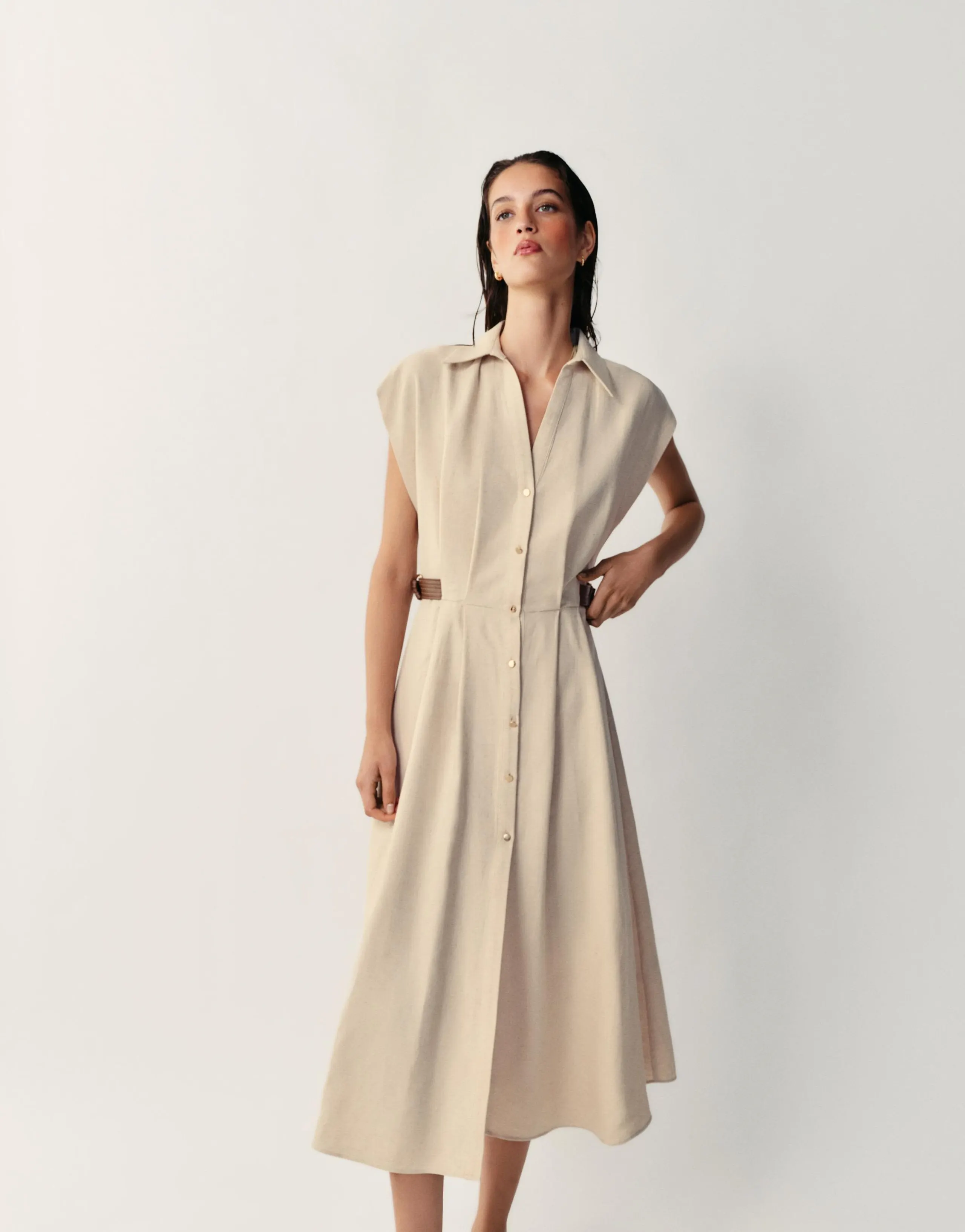 LINEN BLEND SHIRT DRESS