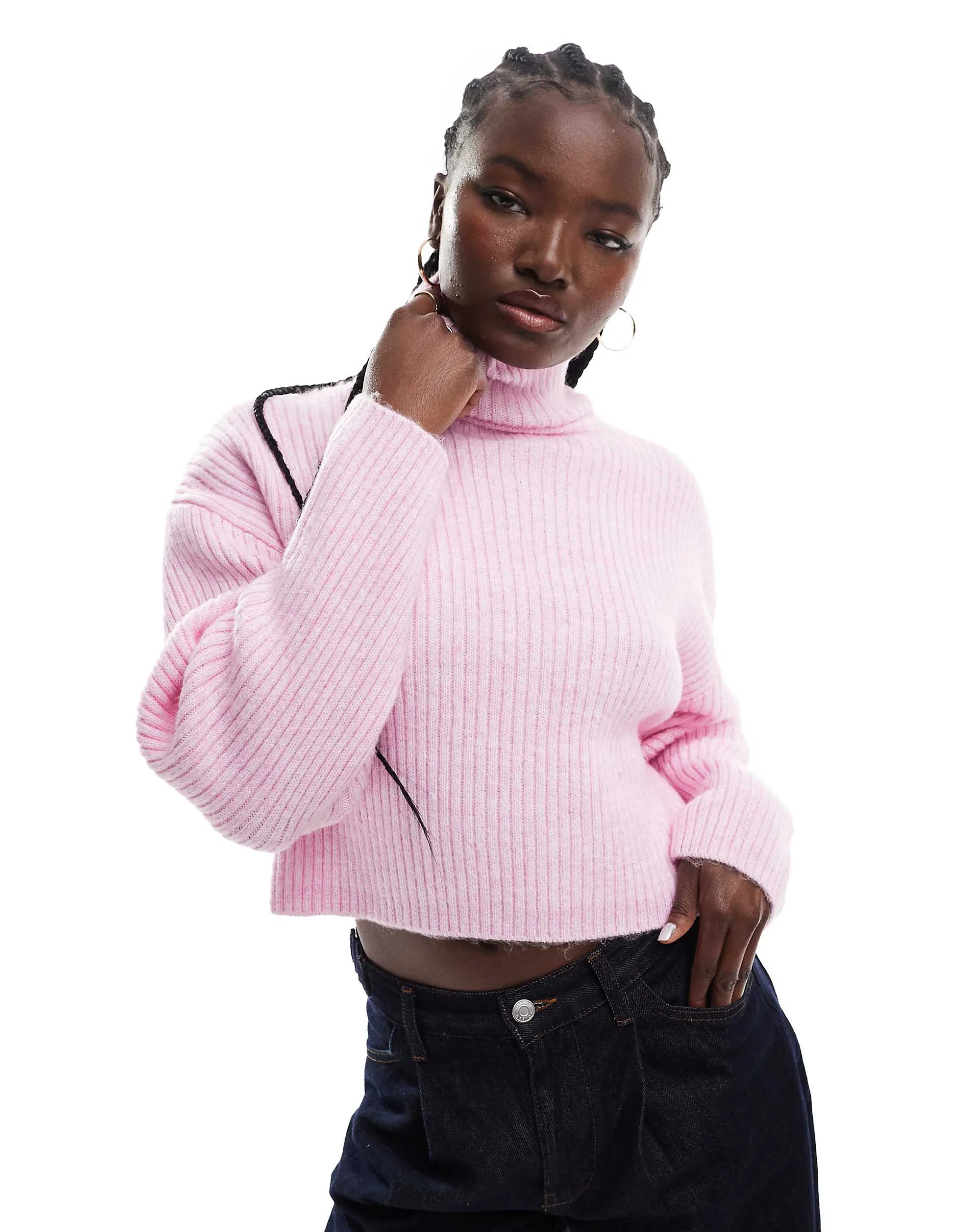 ONLY long sleeve turtle neck sweater in pink 