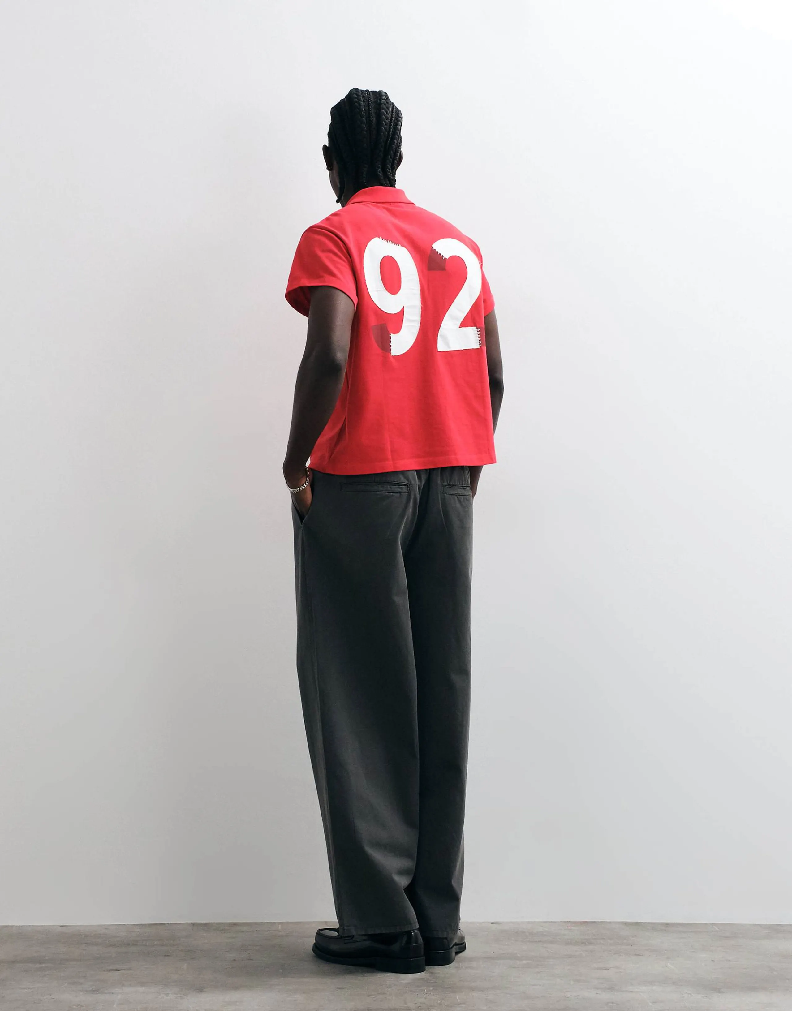 Reclaimed Vintage boxy cropped polo top in red