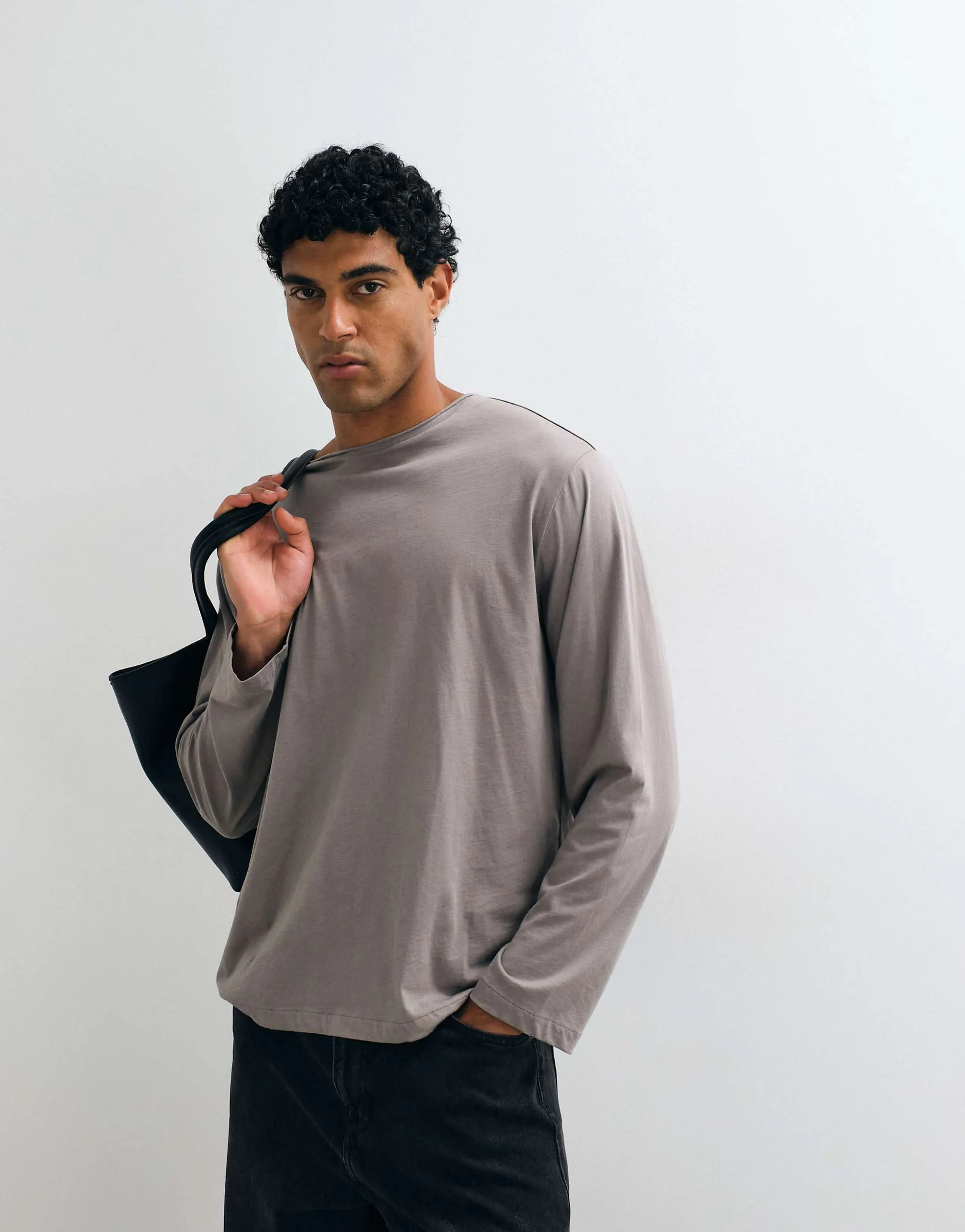 ARKET oversized long sleeve t-shirt in taupe