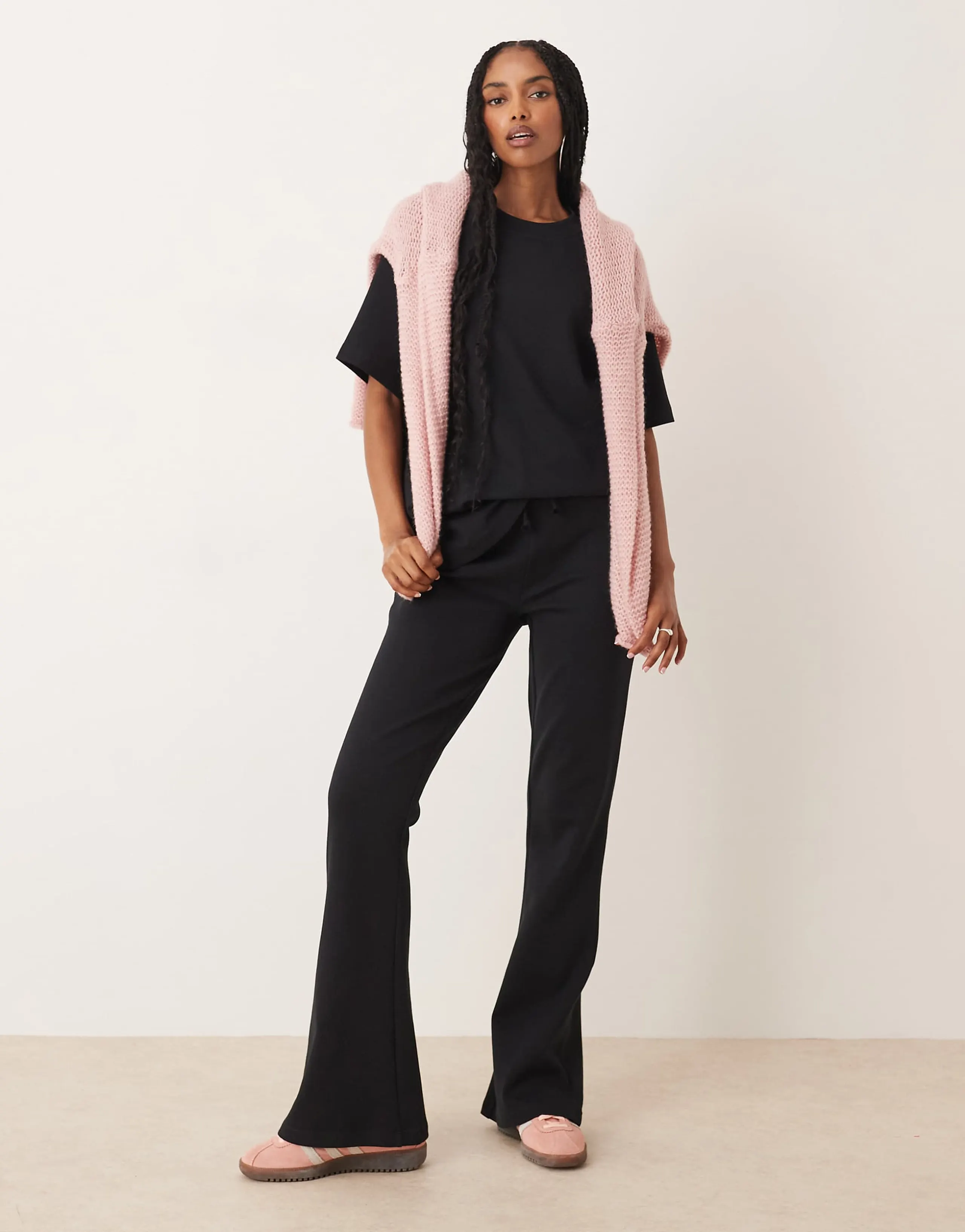 ASOS DESIGN interlock flared sweatpants in black - part of a set