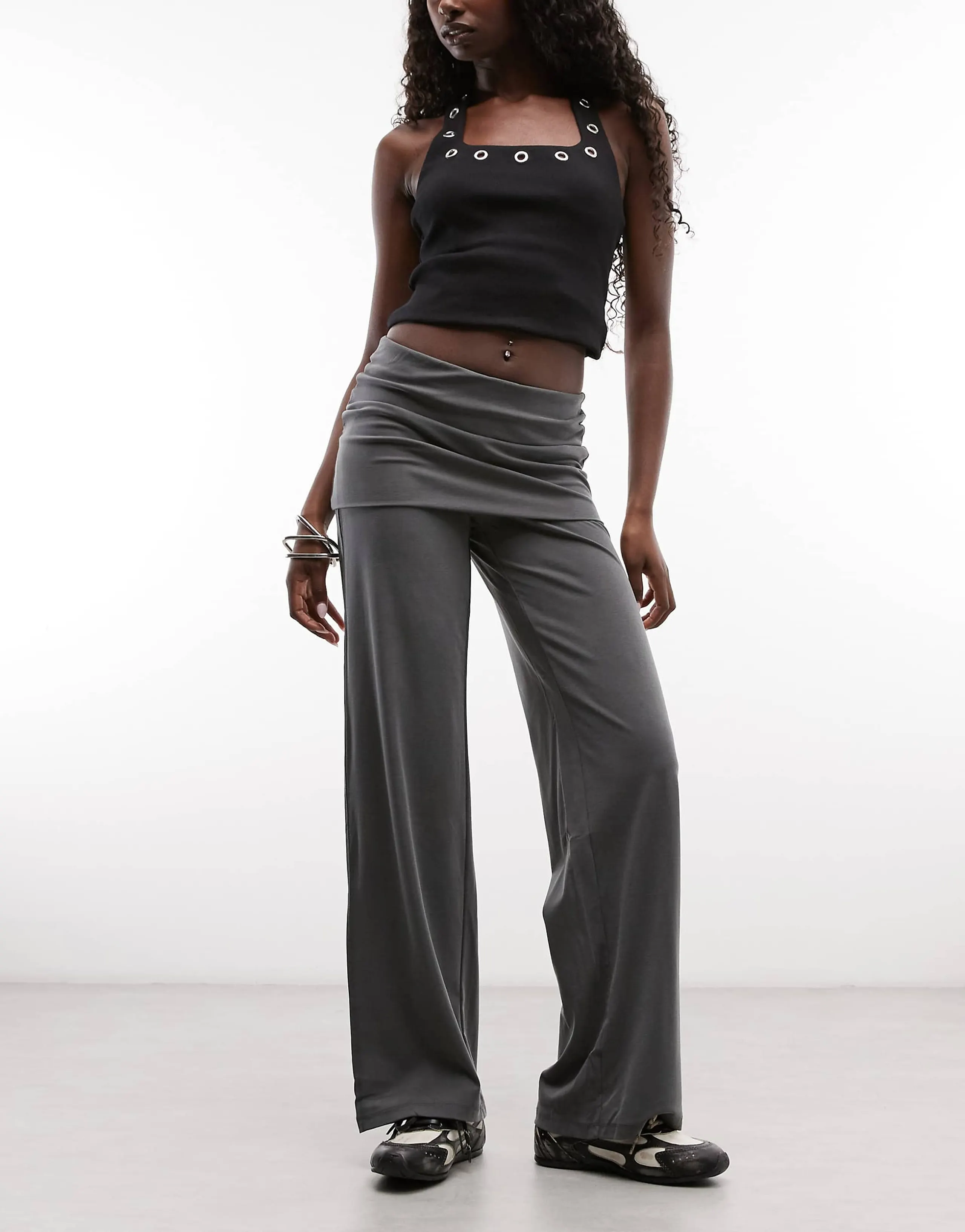 Cotton On honey skirt overlay pants in charcoal