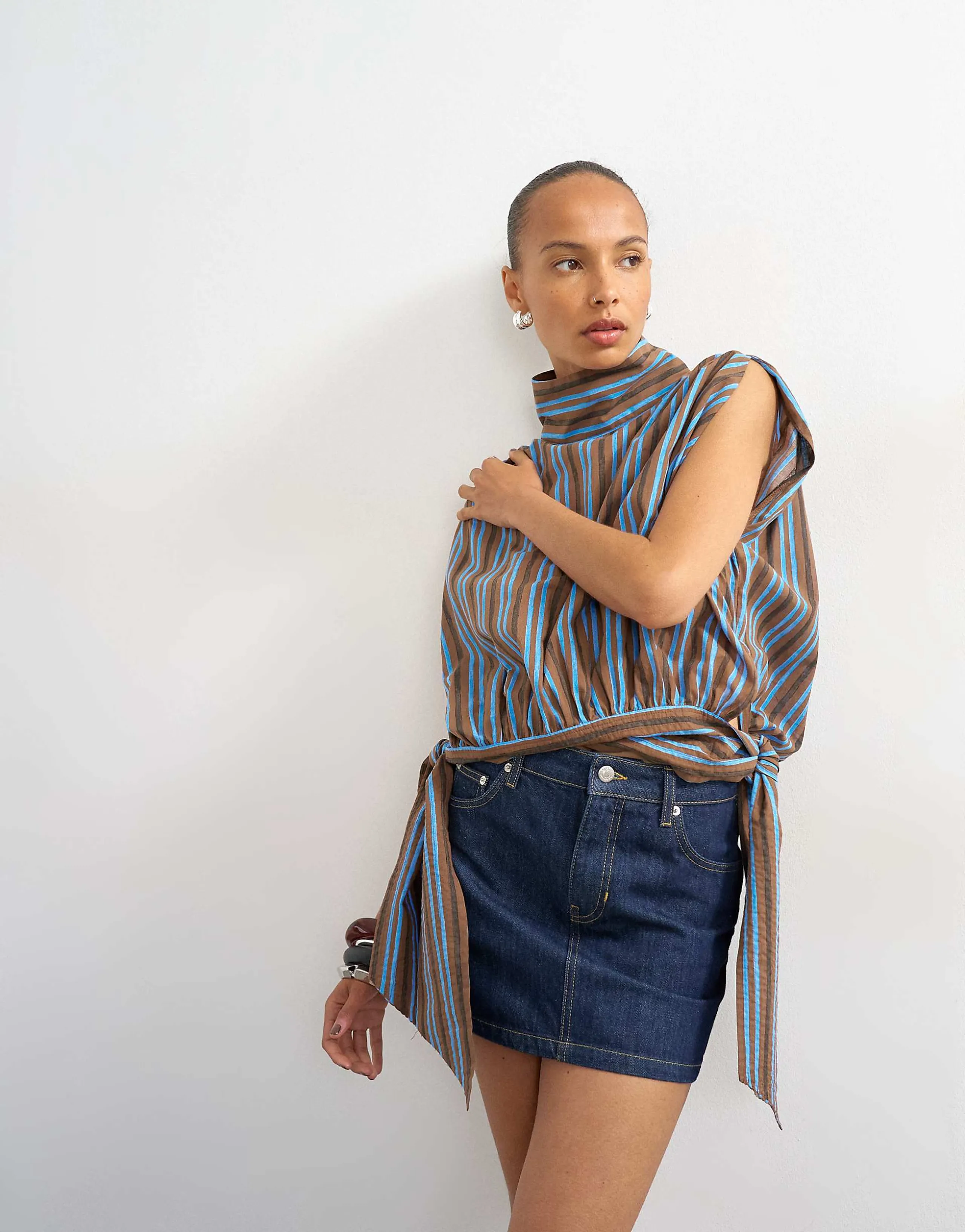 Topshop denim mini pelmet skirt in inidgo rinse