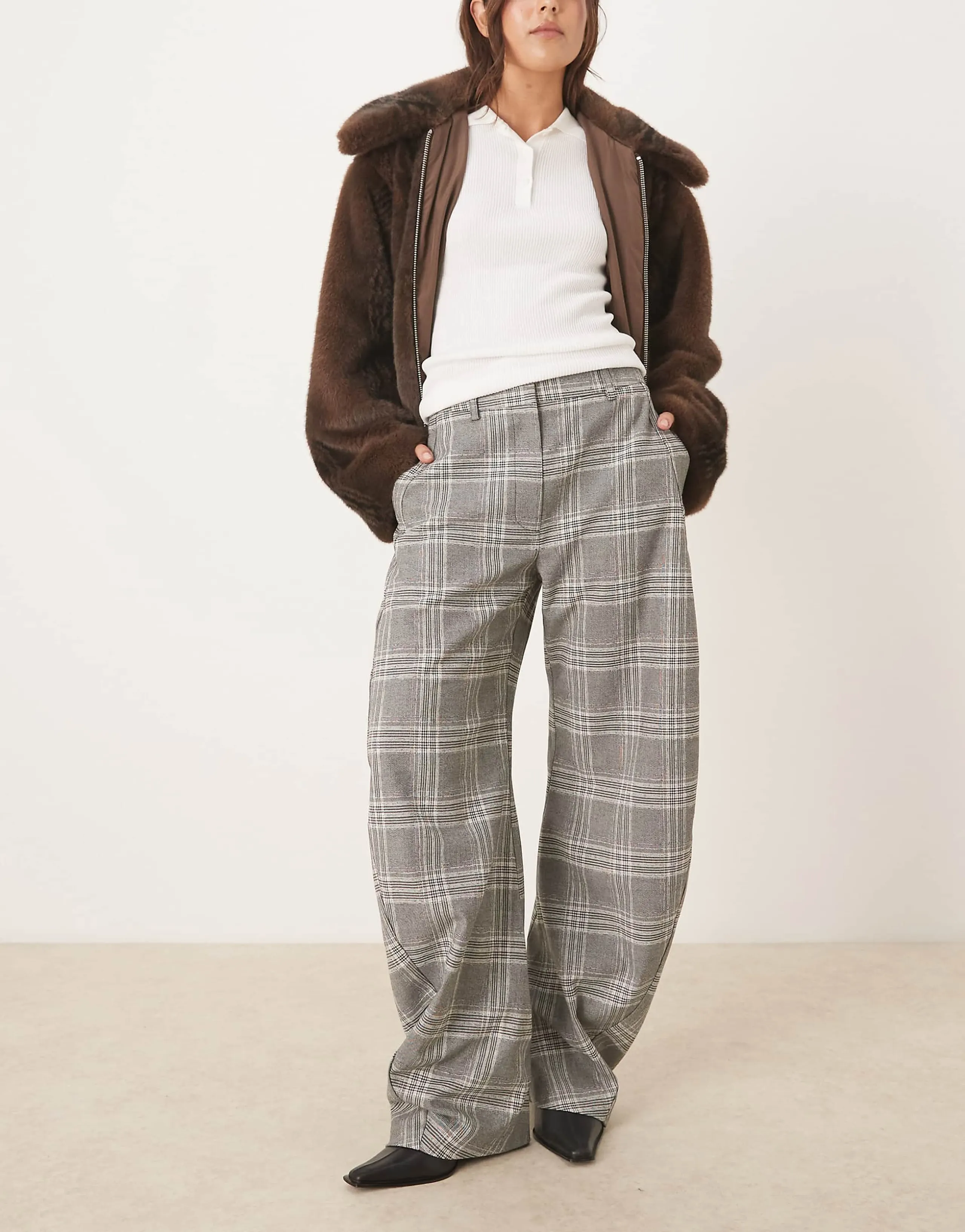 ASOS DESIGN ultimate twist seam barrel pants in plaid