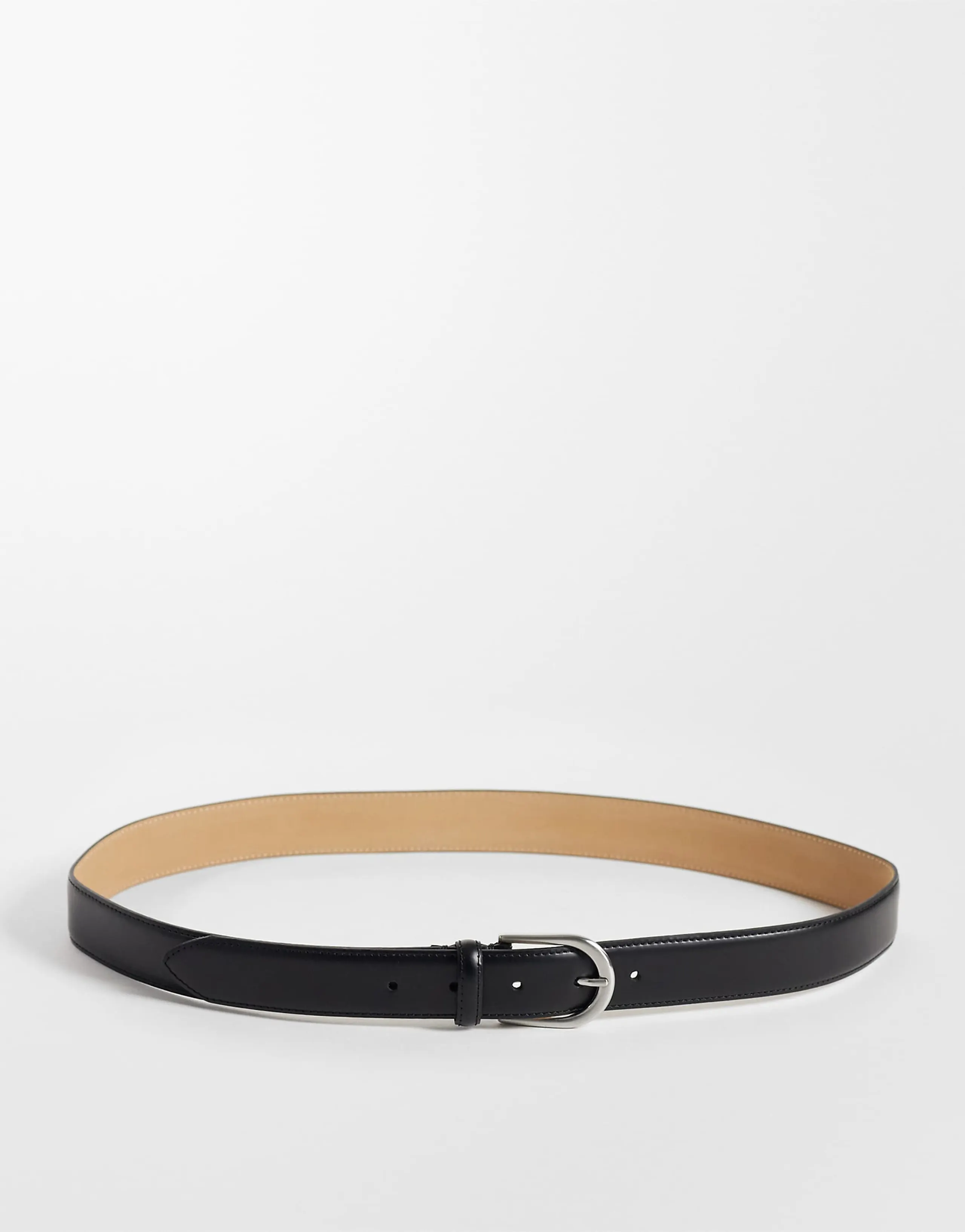 Selected 100% leather belt in black