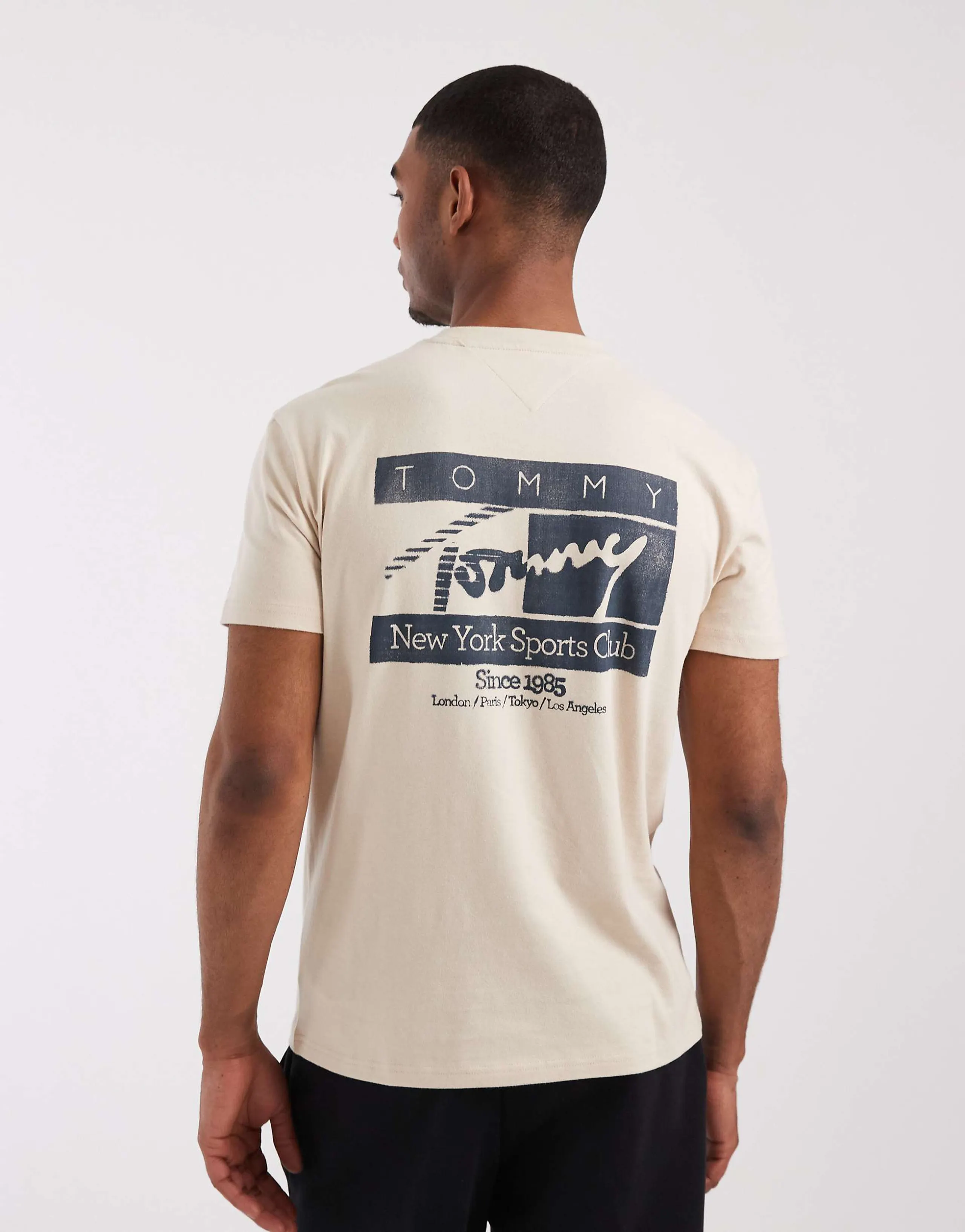 Tommy Jeans flag logo back print T-shirt in beige