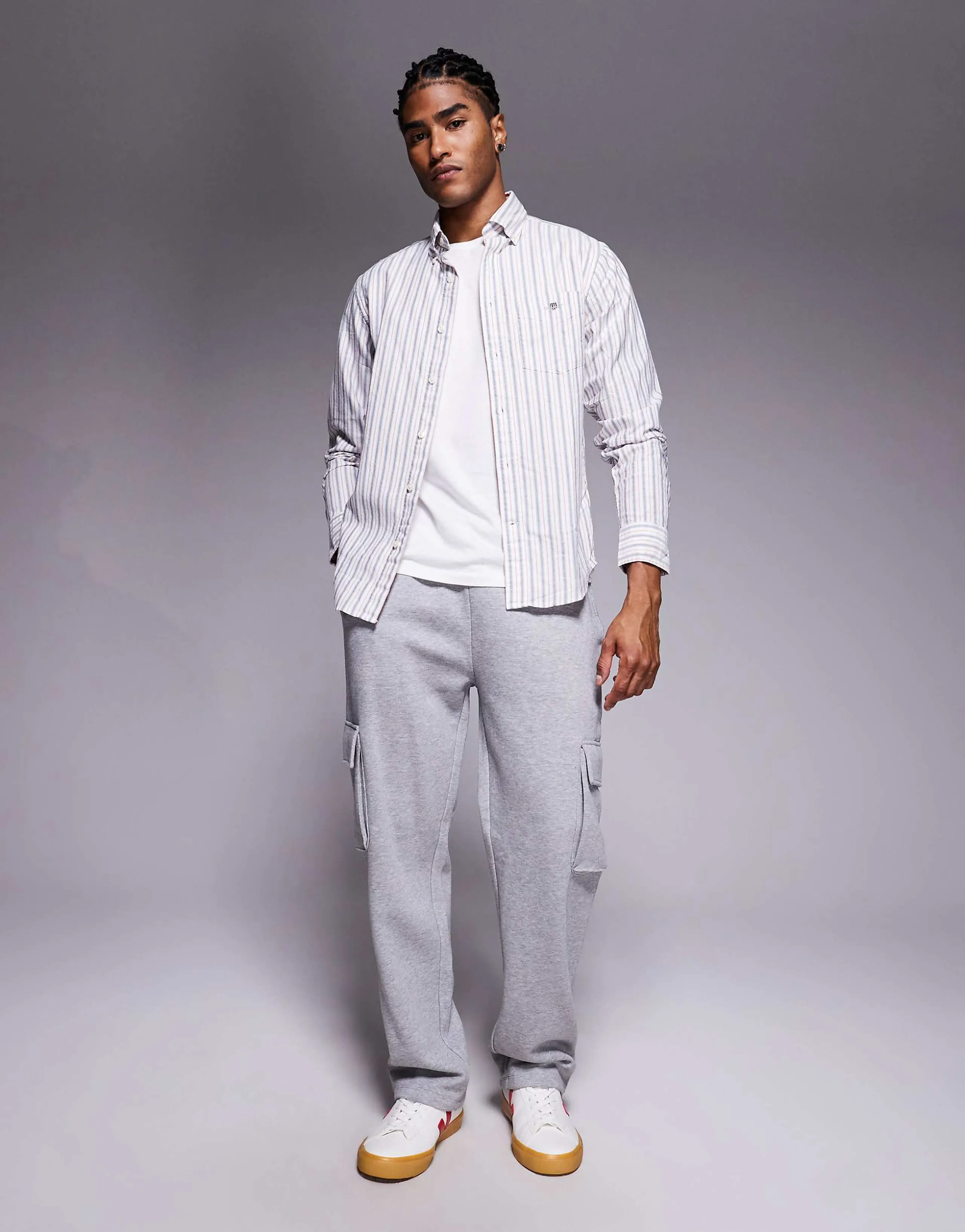 ASOS DESIGN wide leg cargo sweatpants in heather gray