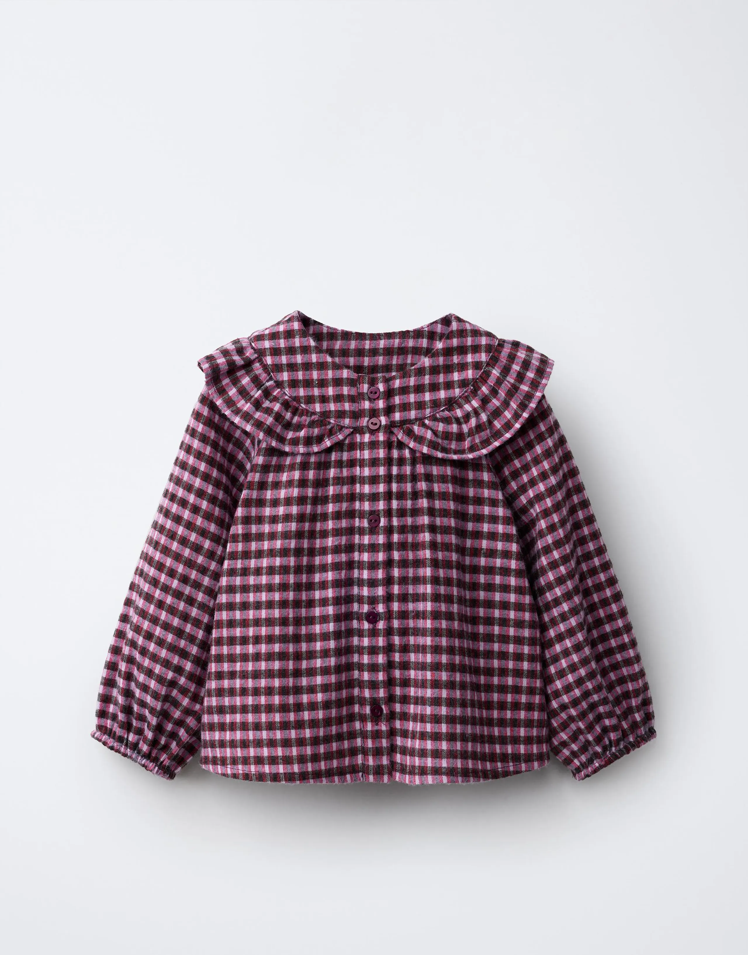 peter pan collar shirt with checks