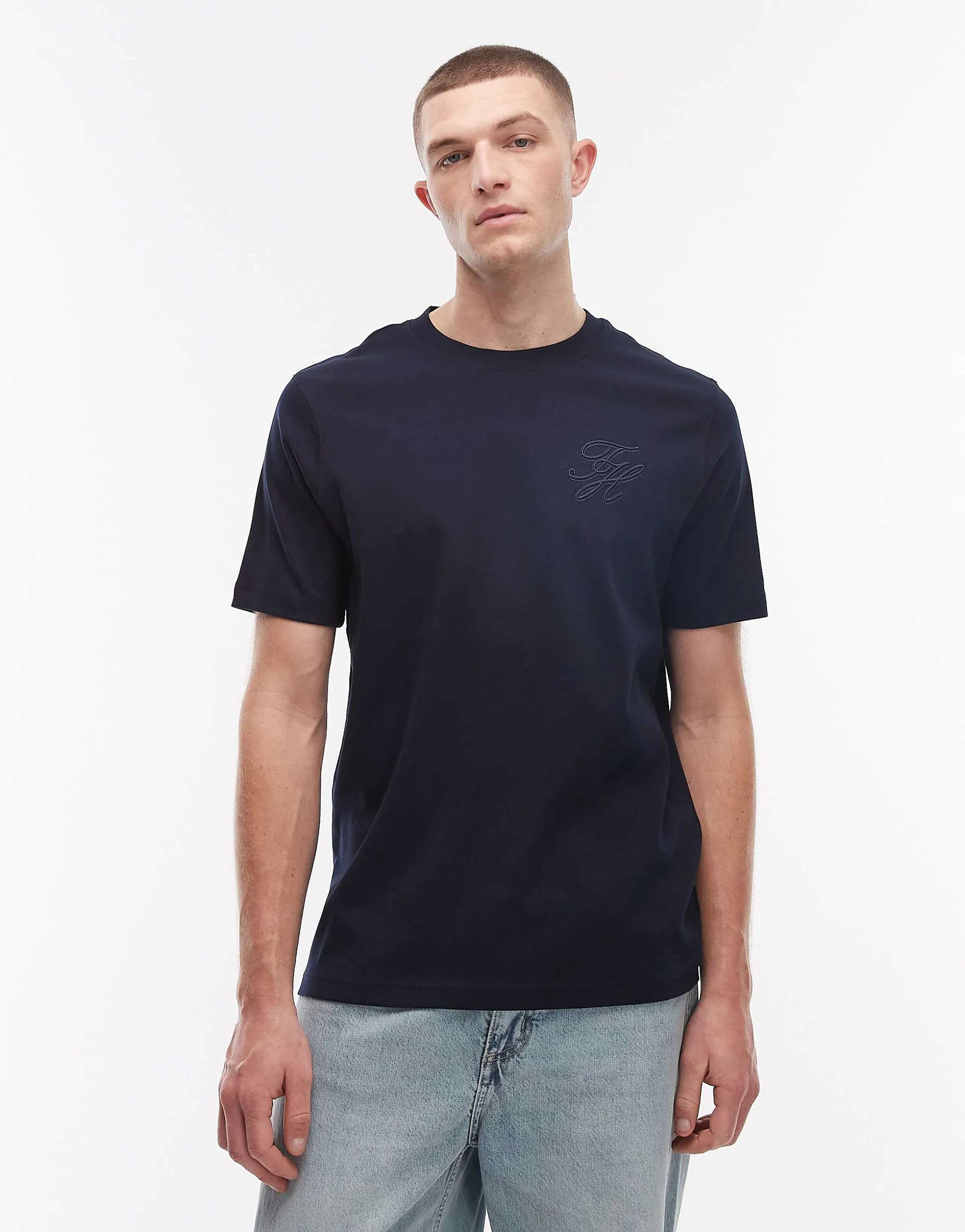 Tommy Hilfiger script interlock T-shirt in navy