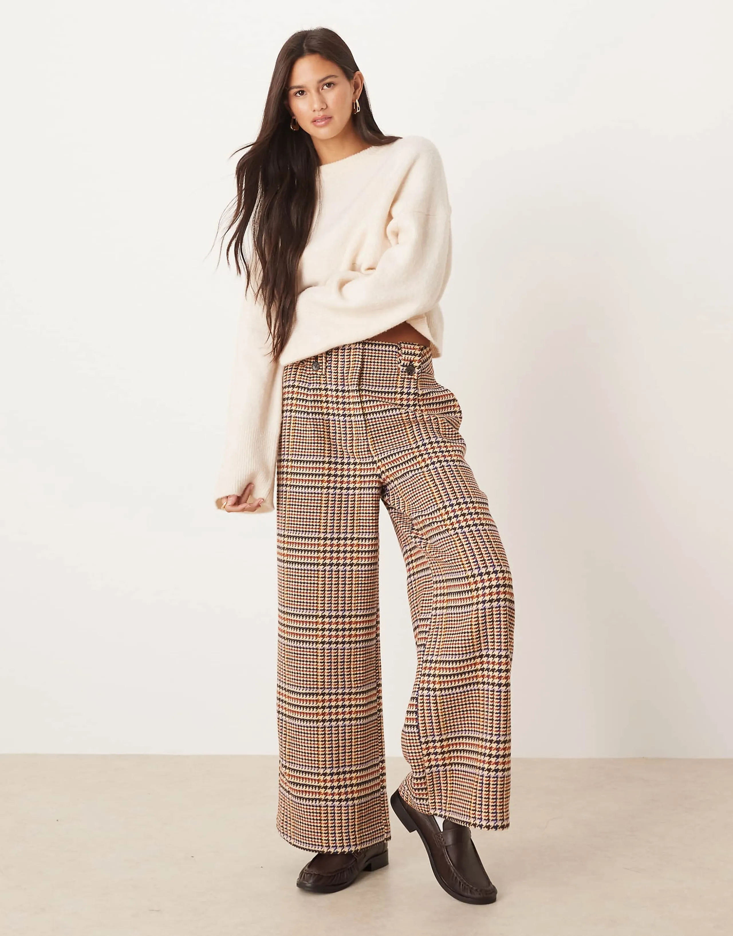 ASOS DESIGN tailored cropped adjustable tab waist pants in plaid