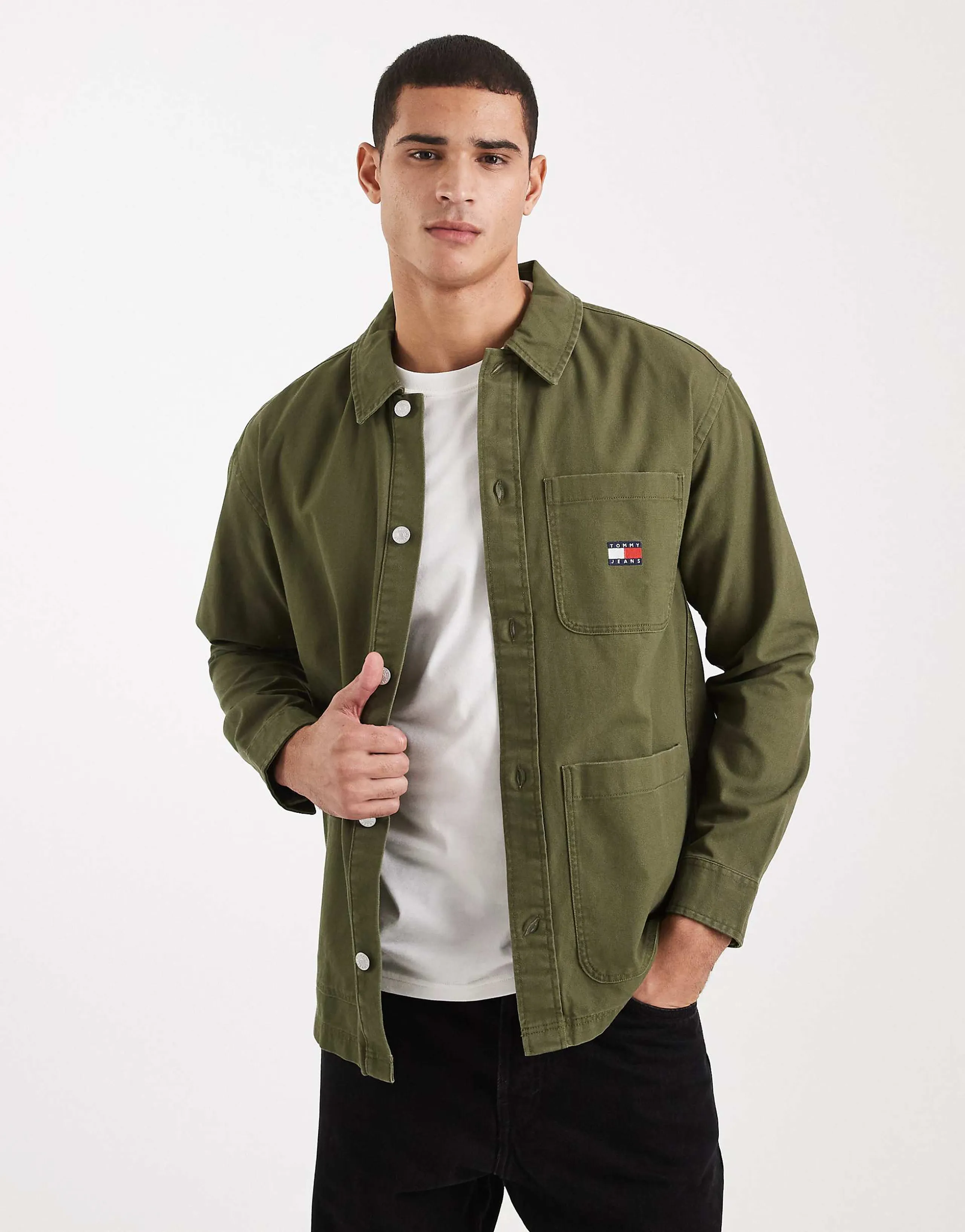 Tommy Jeans pocket logo overshirt in green