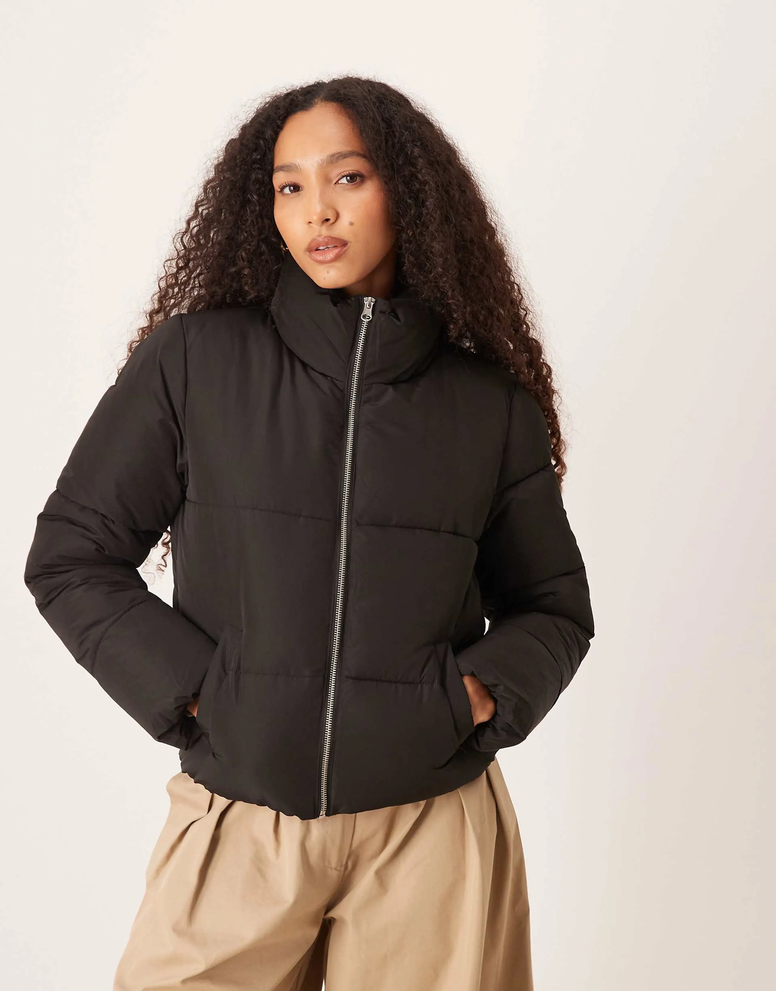 JDY padded jacket in black