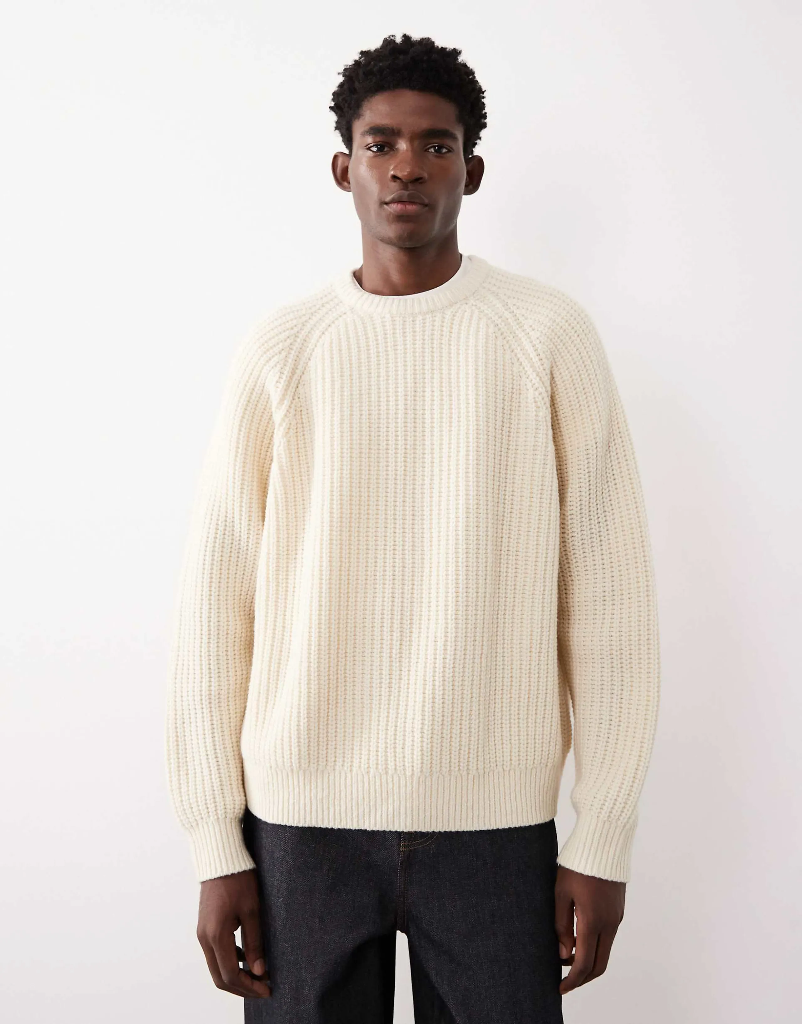 ASOS COLLECTIVE oversized knit wool sweater in ecru