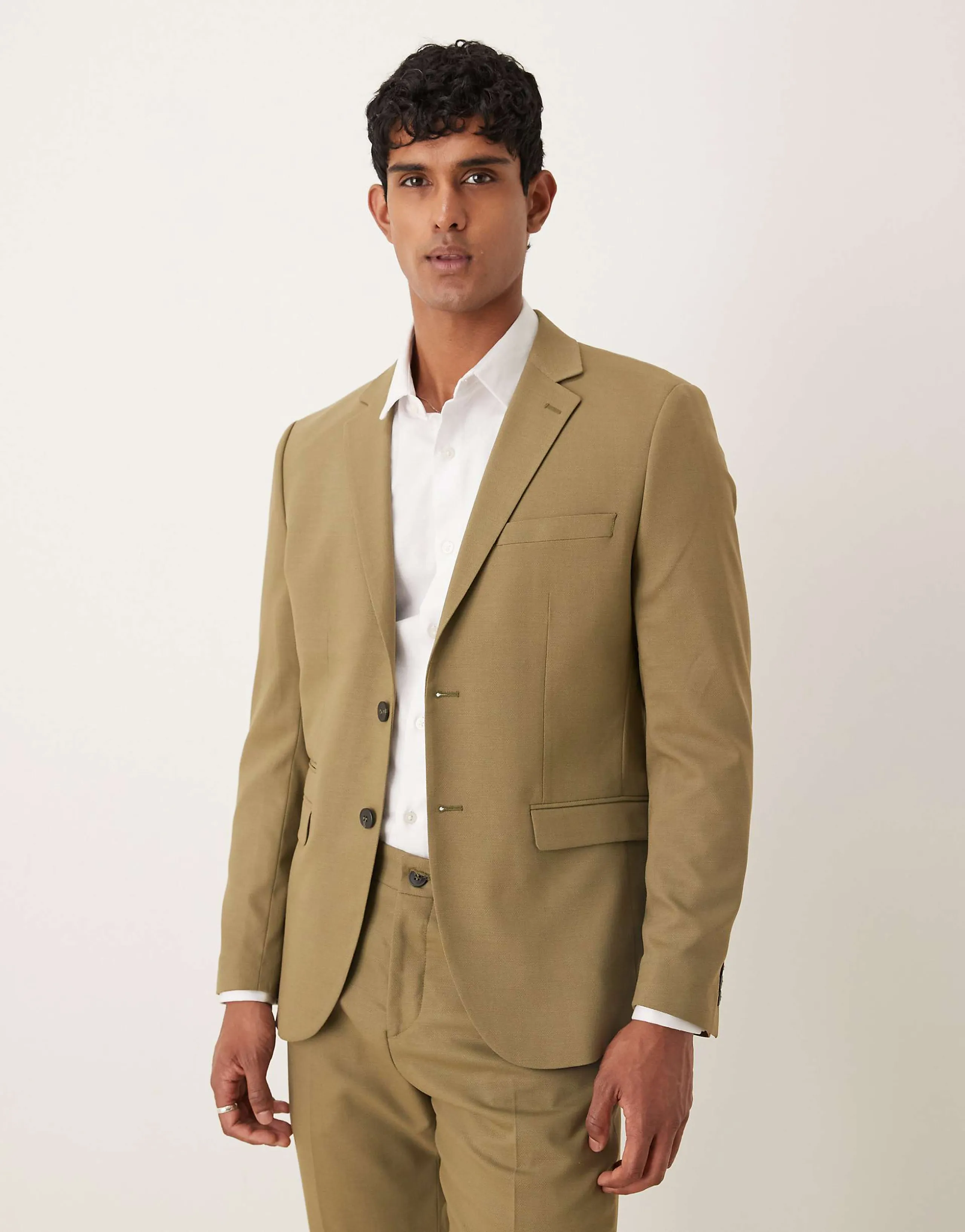 Selected wool blend slim fit blazer in green 