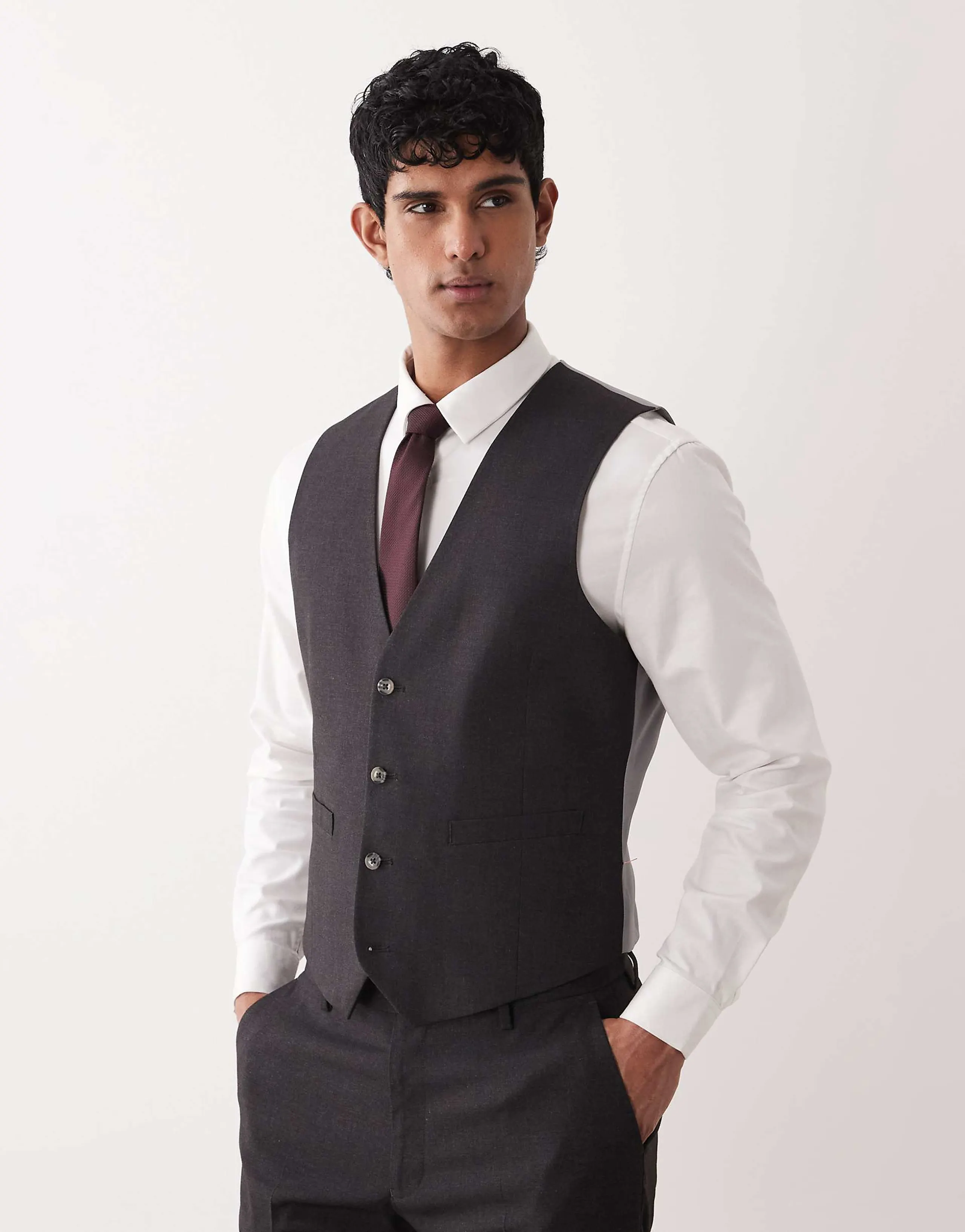 ASOS DESIGN slim suit suit vest in mid gray