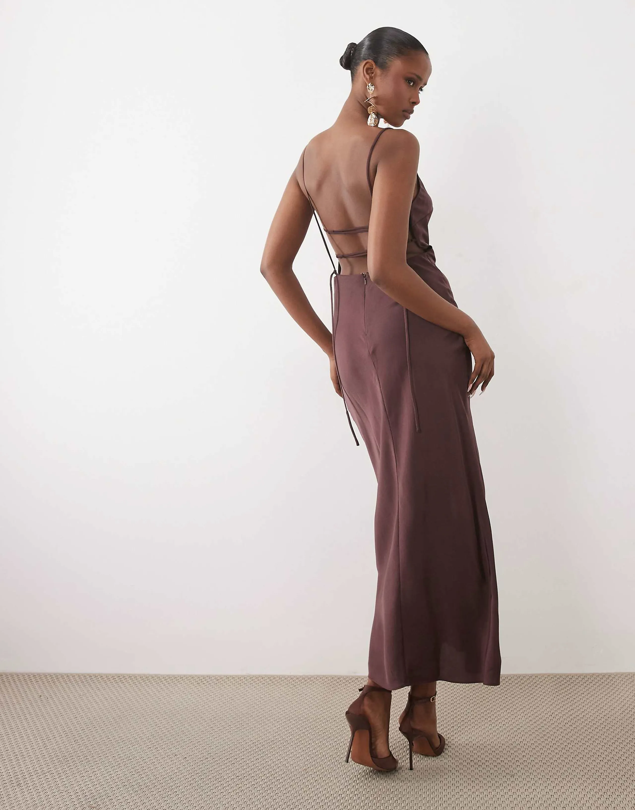 ASOS DESIGN straight neck cami midaxi dress with strappy back