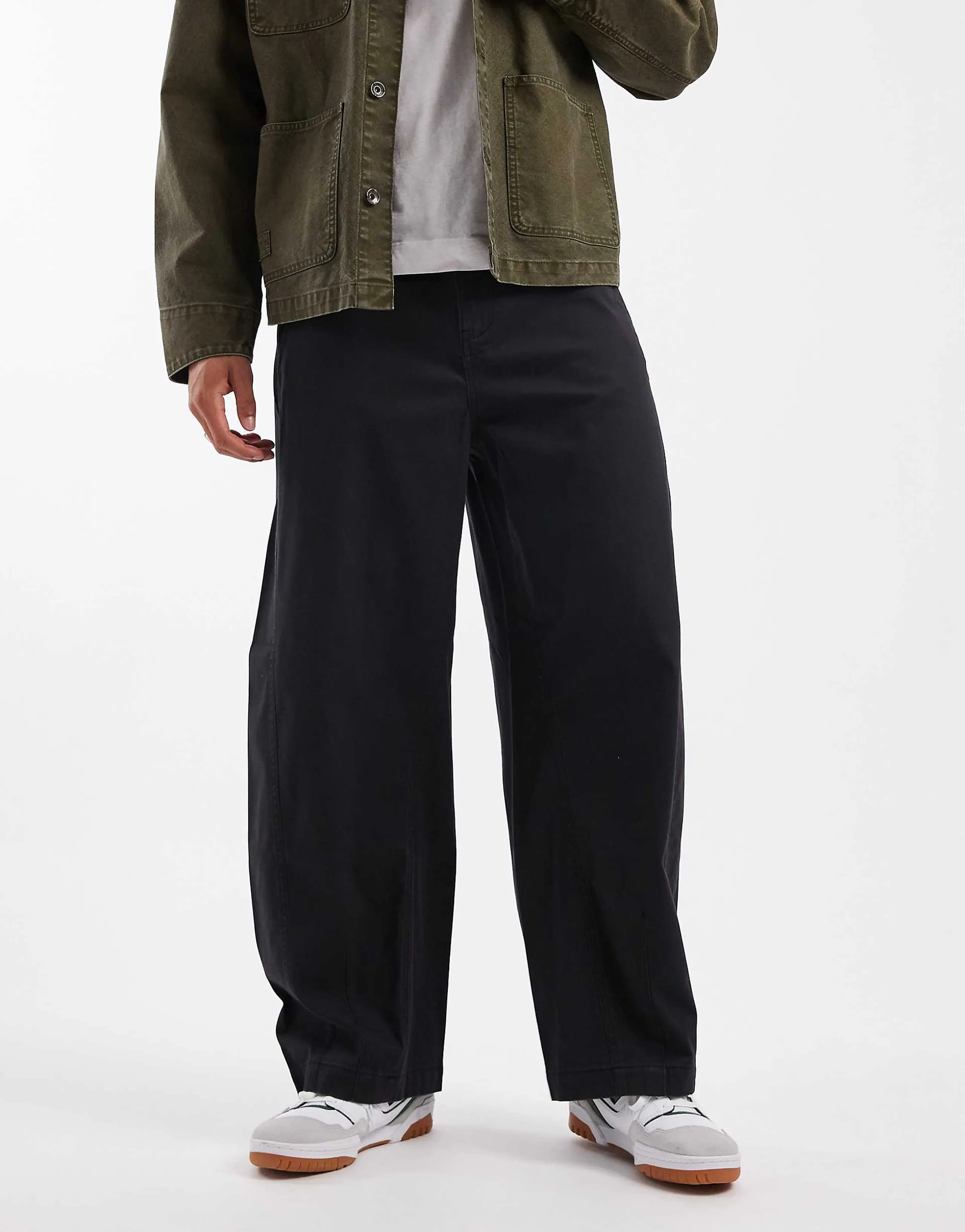 ASOS DESIGN barrel pants in black with seam details