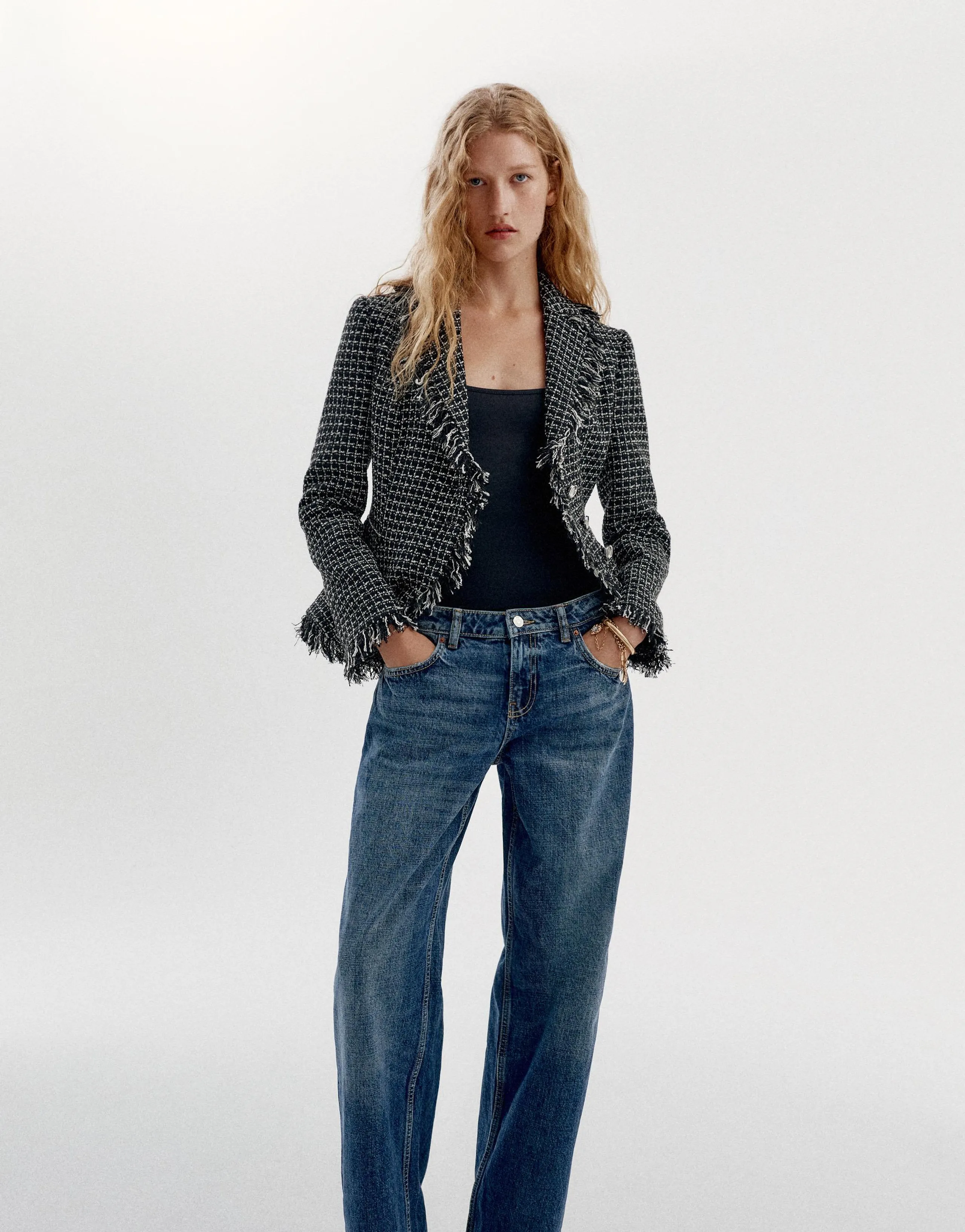 FRAYED TEXTURED BLAZER