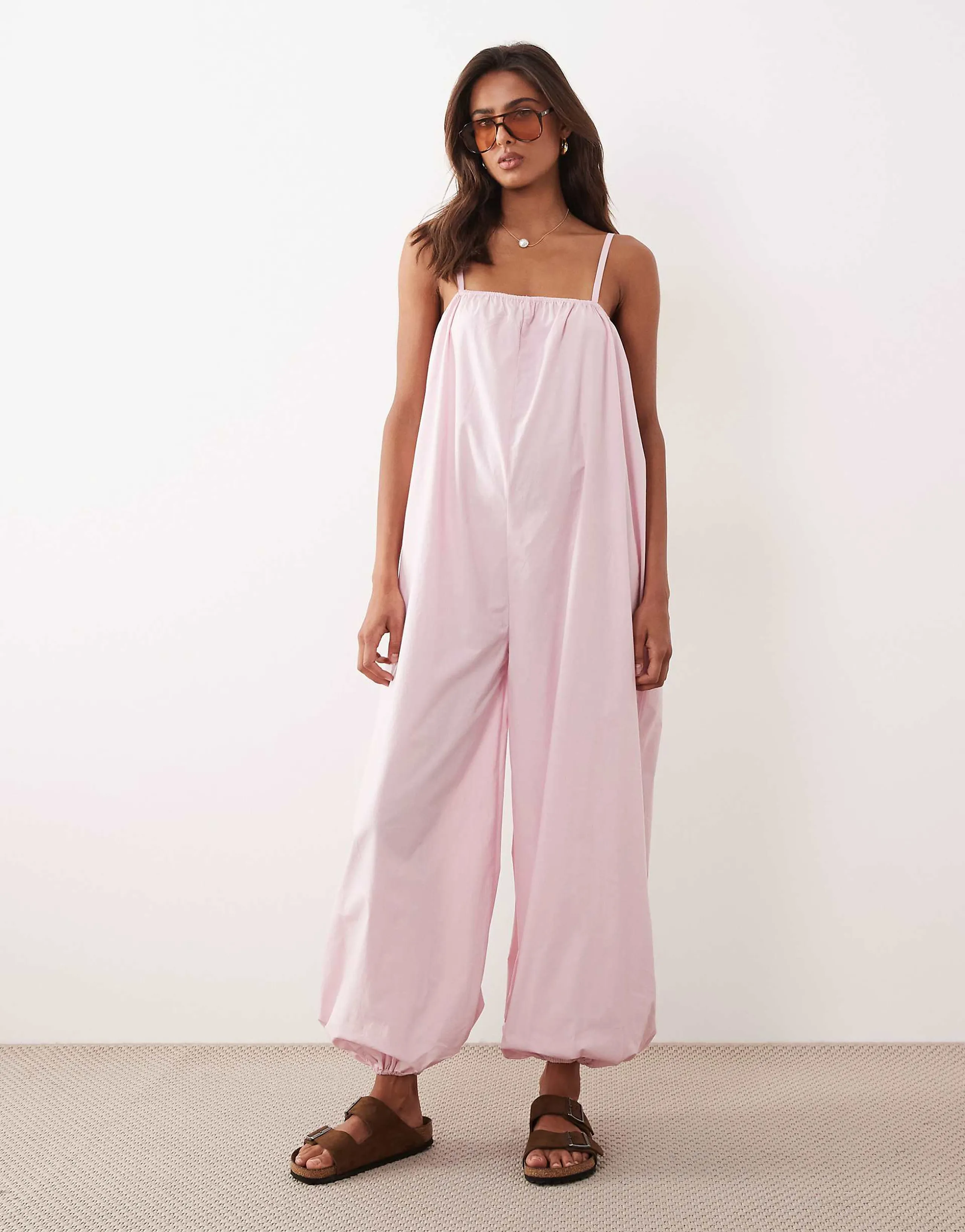 ASOS DESIGN balloon leg jumpsuit in pink