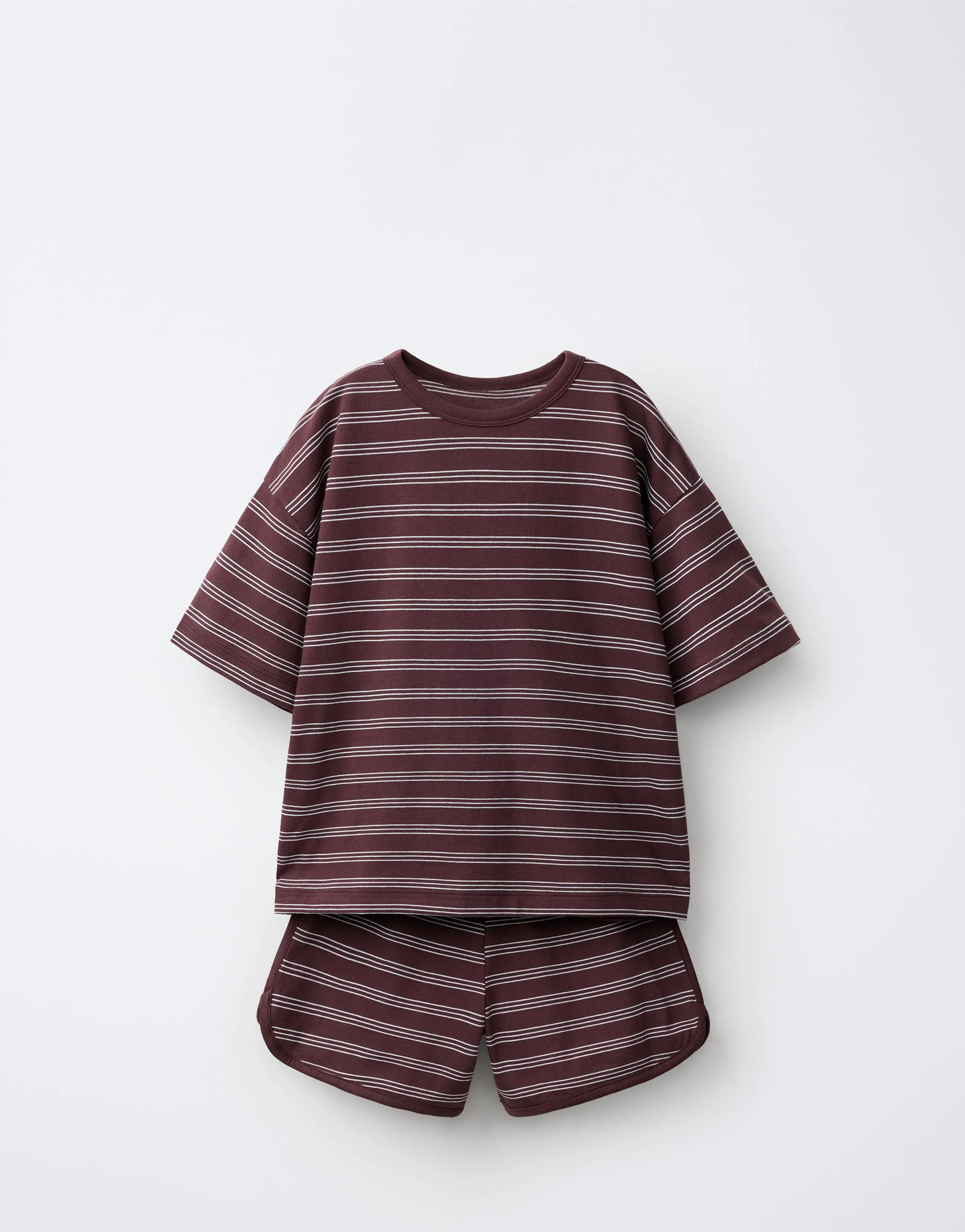 STRIPED T-SHIRT AND BERMUDA SHORTS JOGGING SET