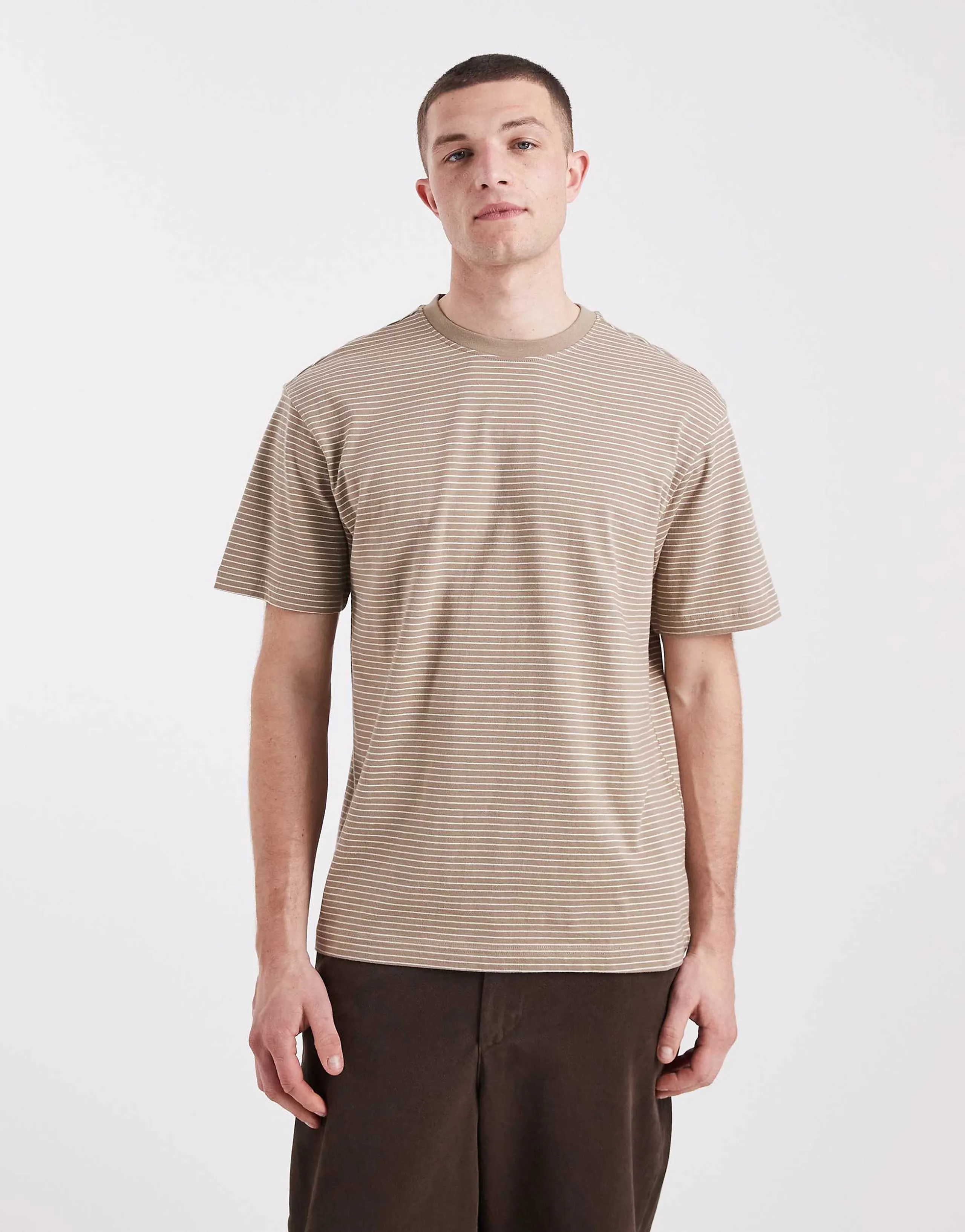 ONLY & SONS relaxed fit T-shirt in taupe stripes