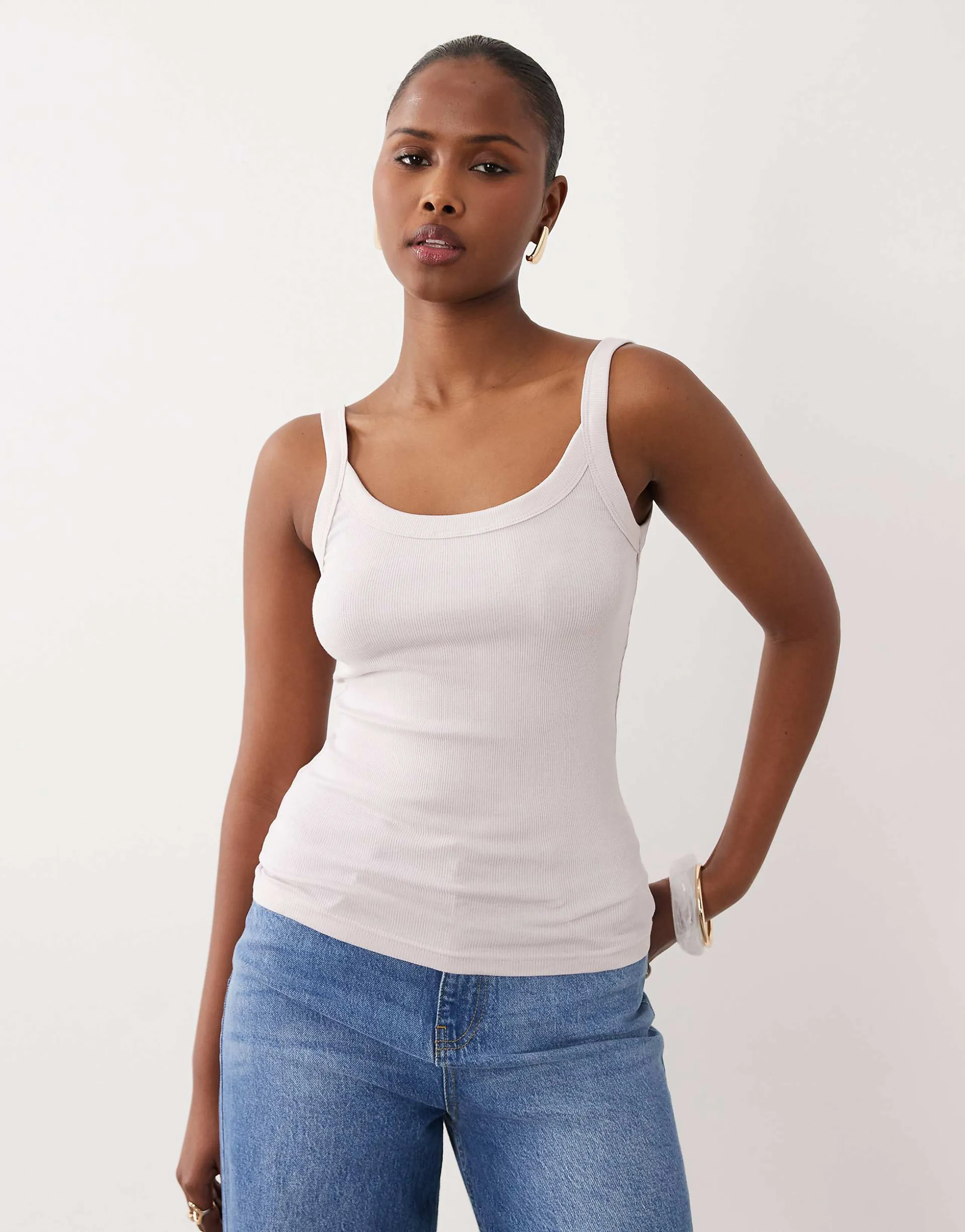 Gina Tricot basic rib knit tank top in lavender purple