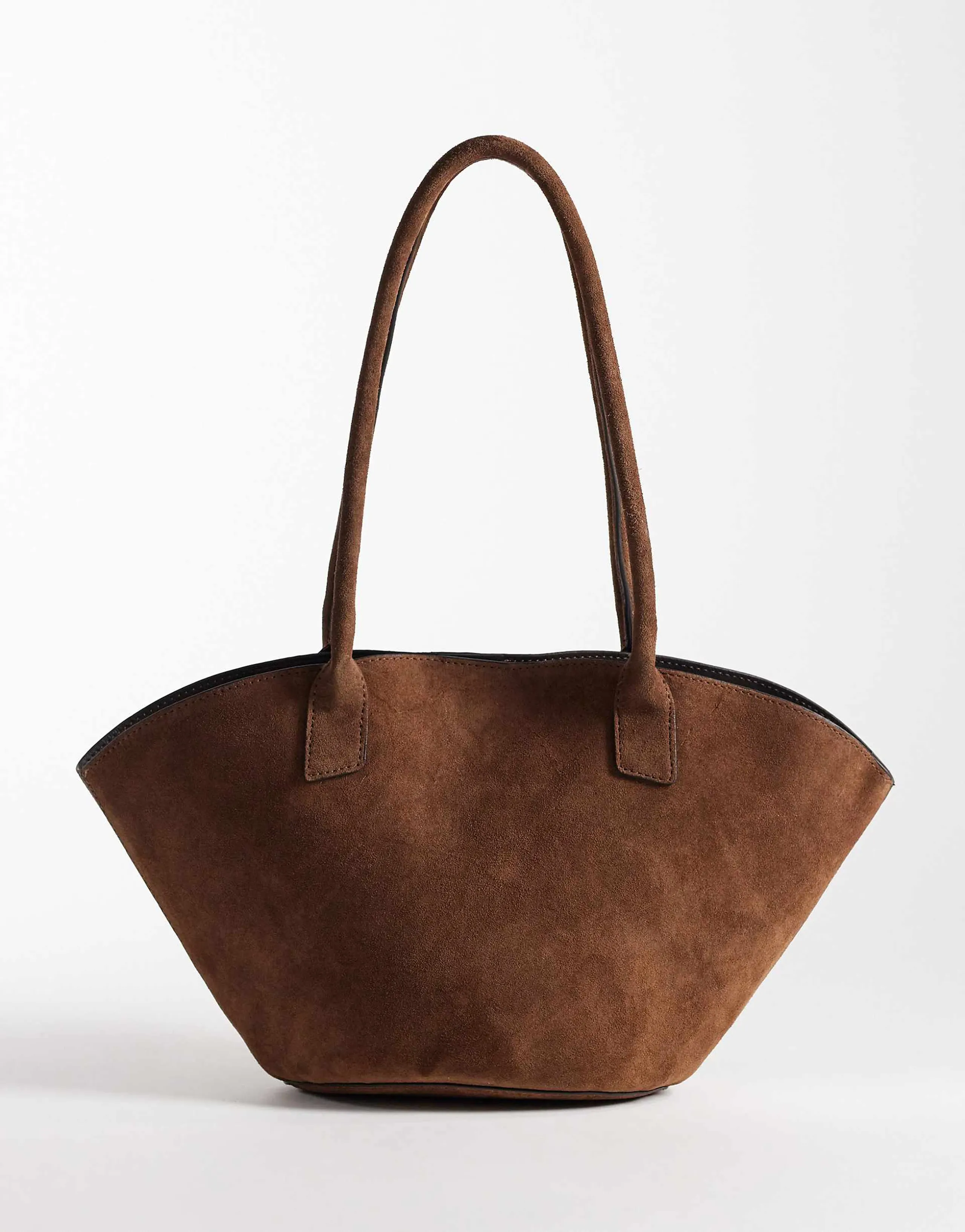 ASOS DESIGN vase shaped suede tote in chocolate